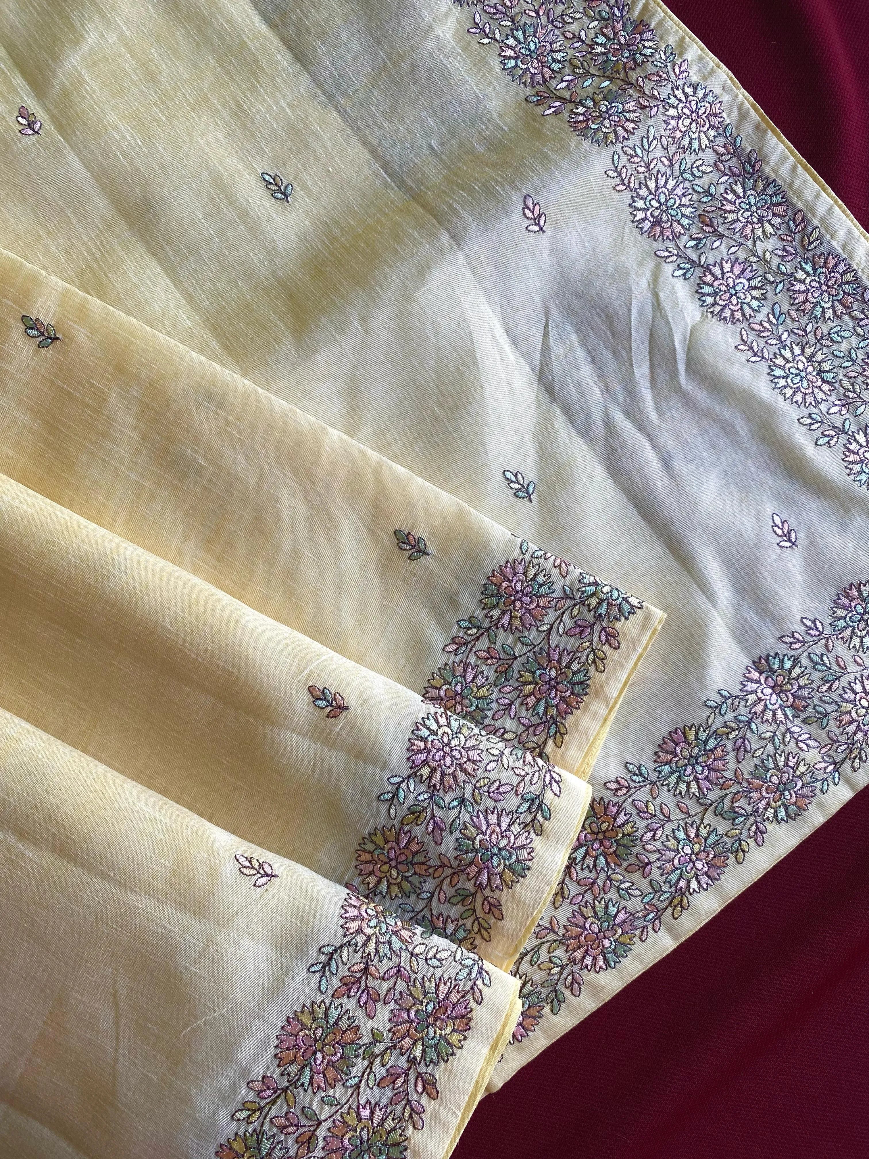 Designer Tussar Embroidered Saree