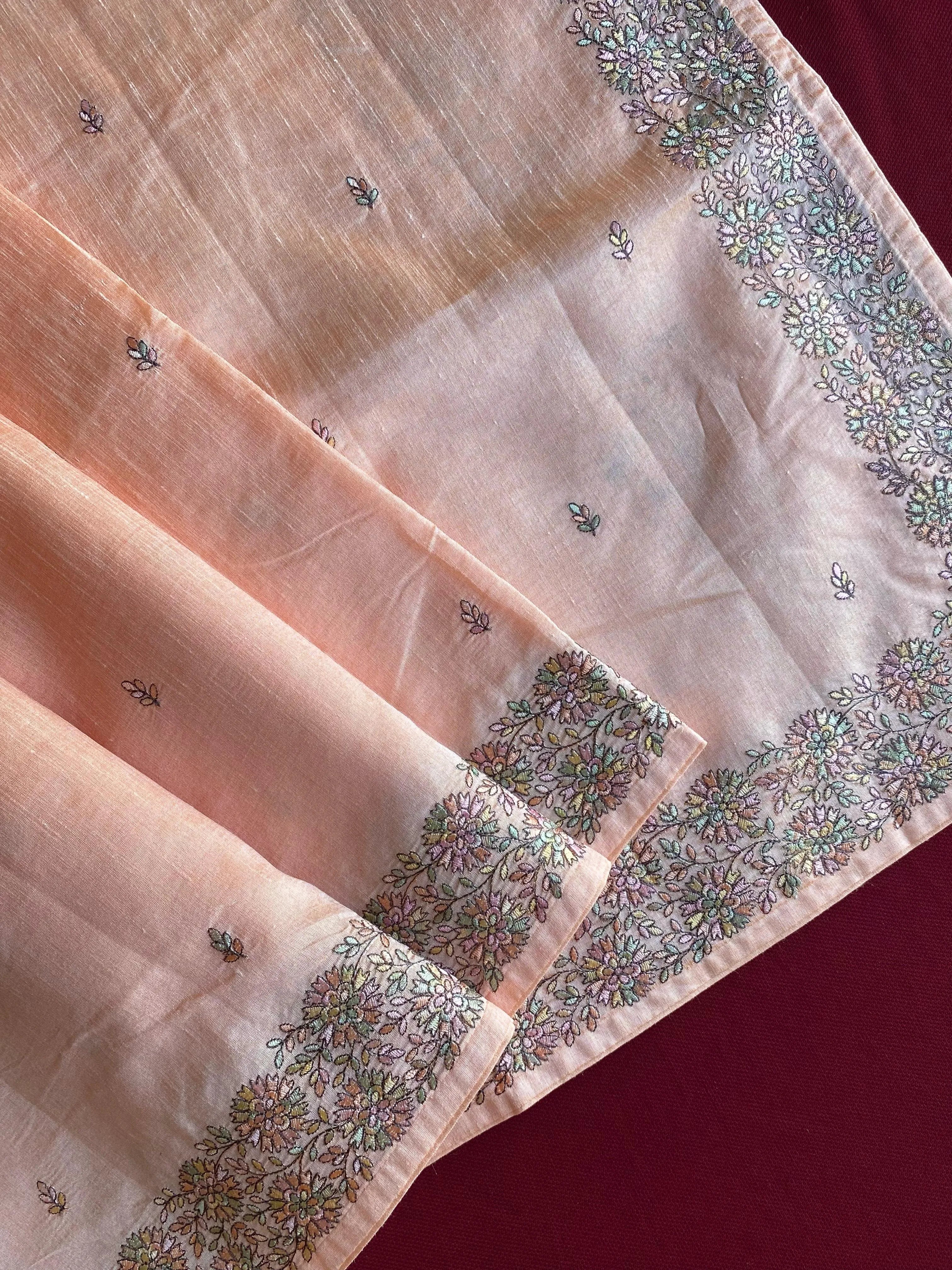 Designer Tussar Embroidered Saree