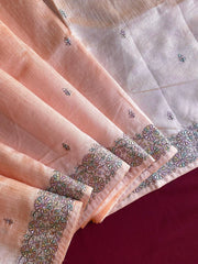 Designer Tussar Embroidered Saree