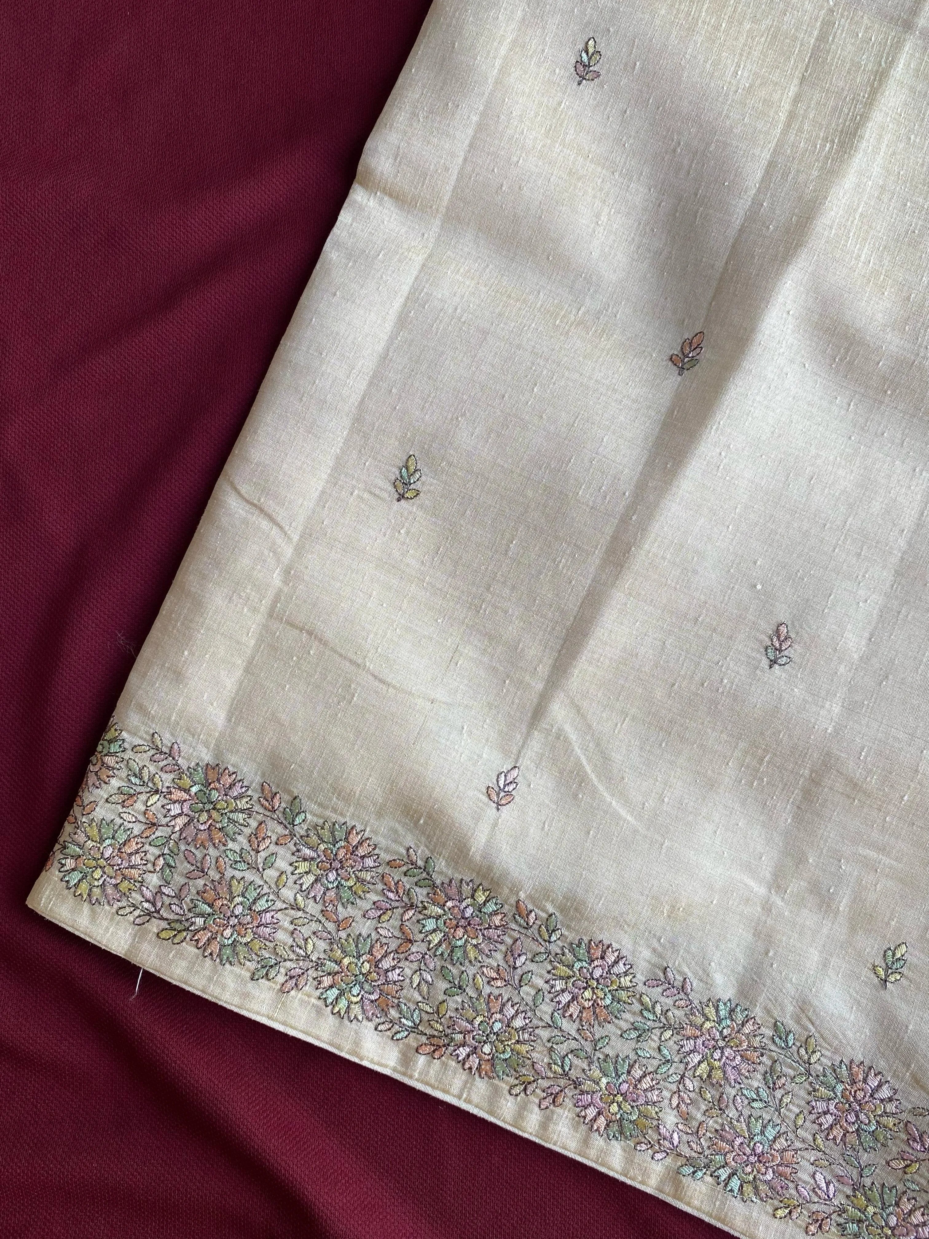 Designer Tussar Embroidered Saree