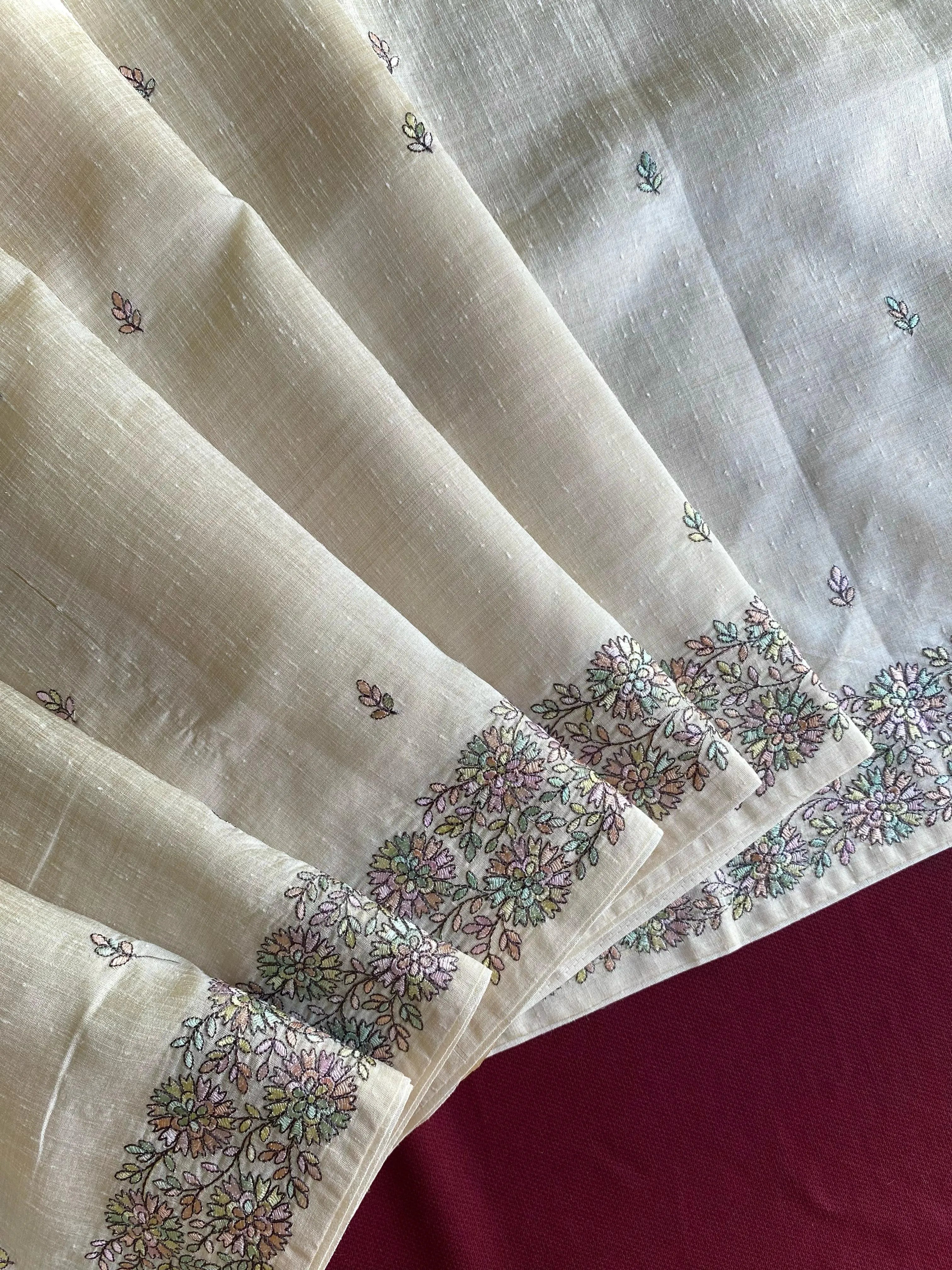 Designer Tussar Embroidered Saree