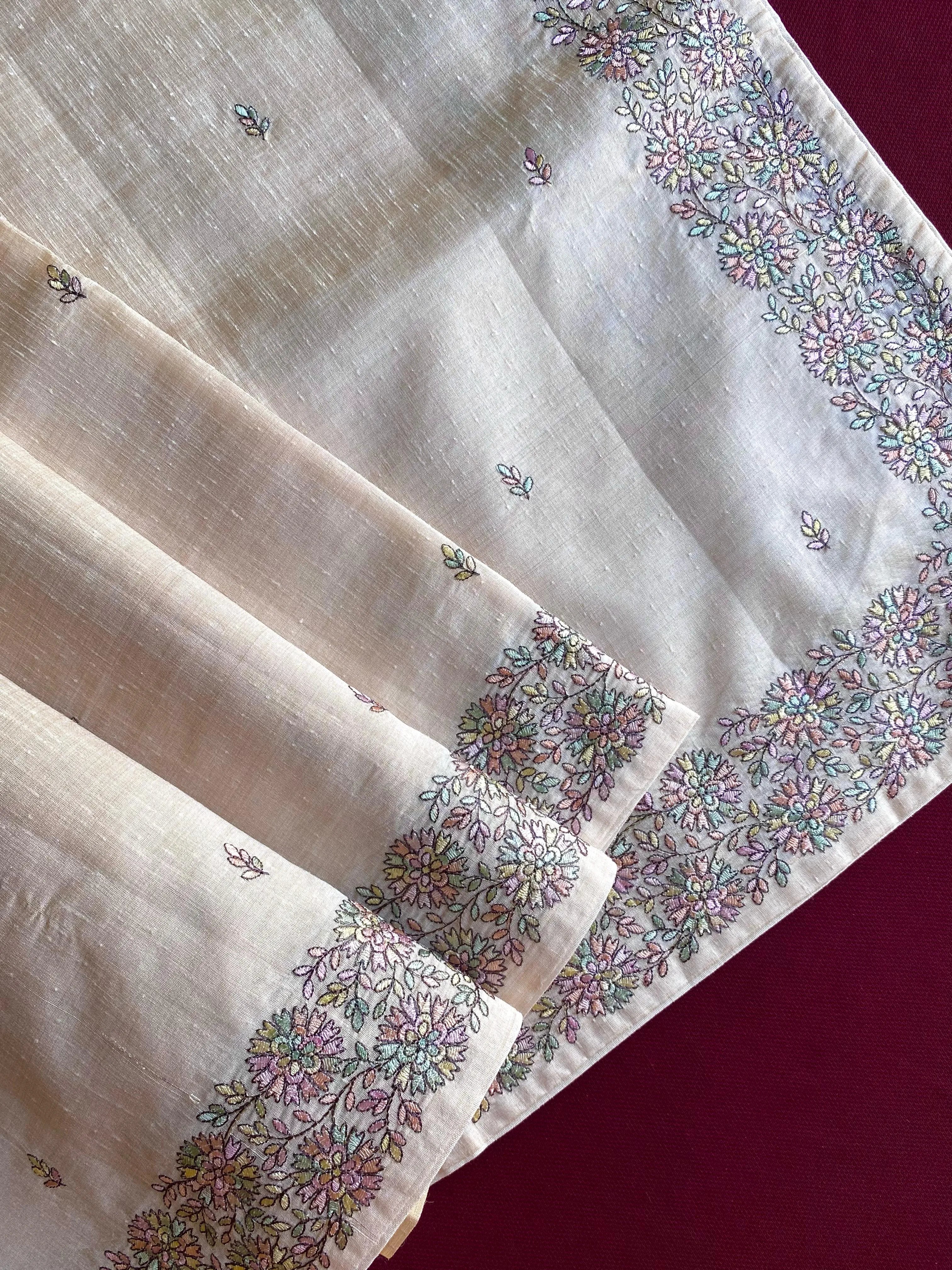 Designer Tussar Embroidered Saree