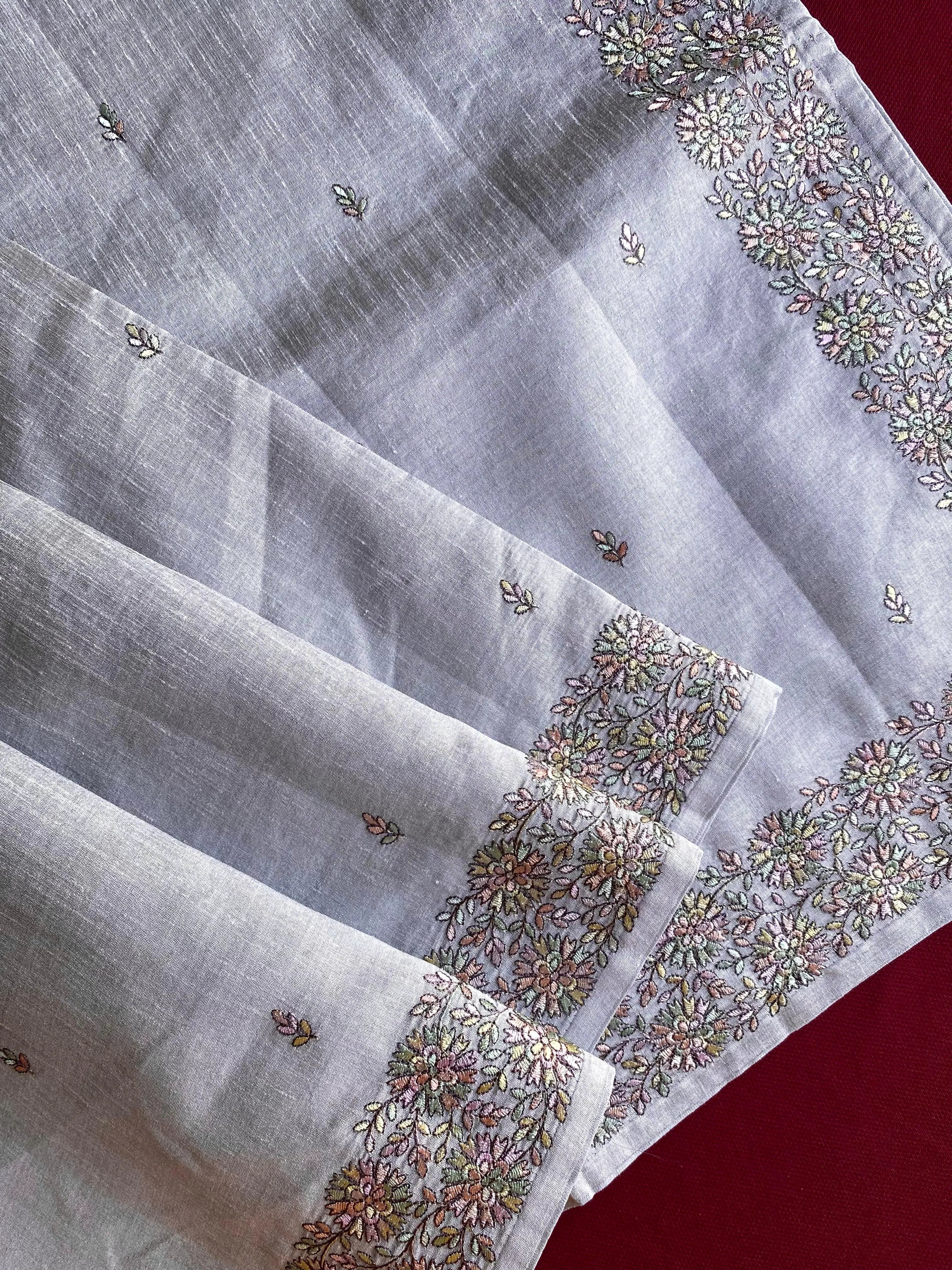 Designer Tussar Embroidered Saree