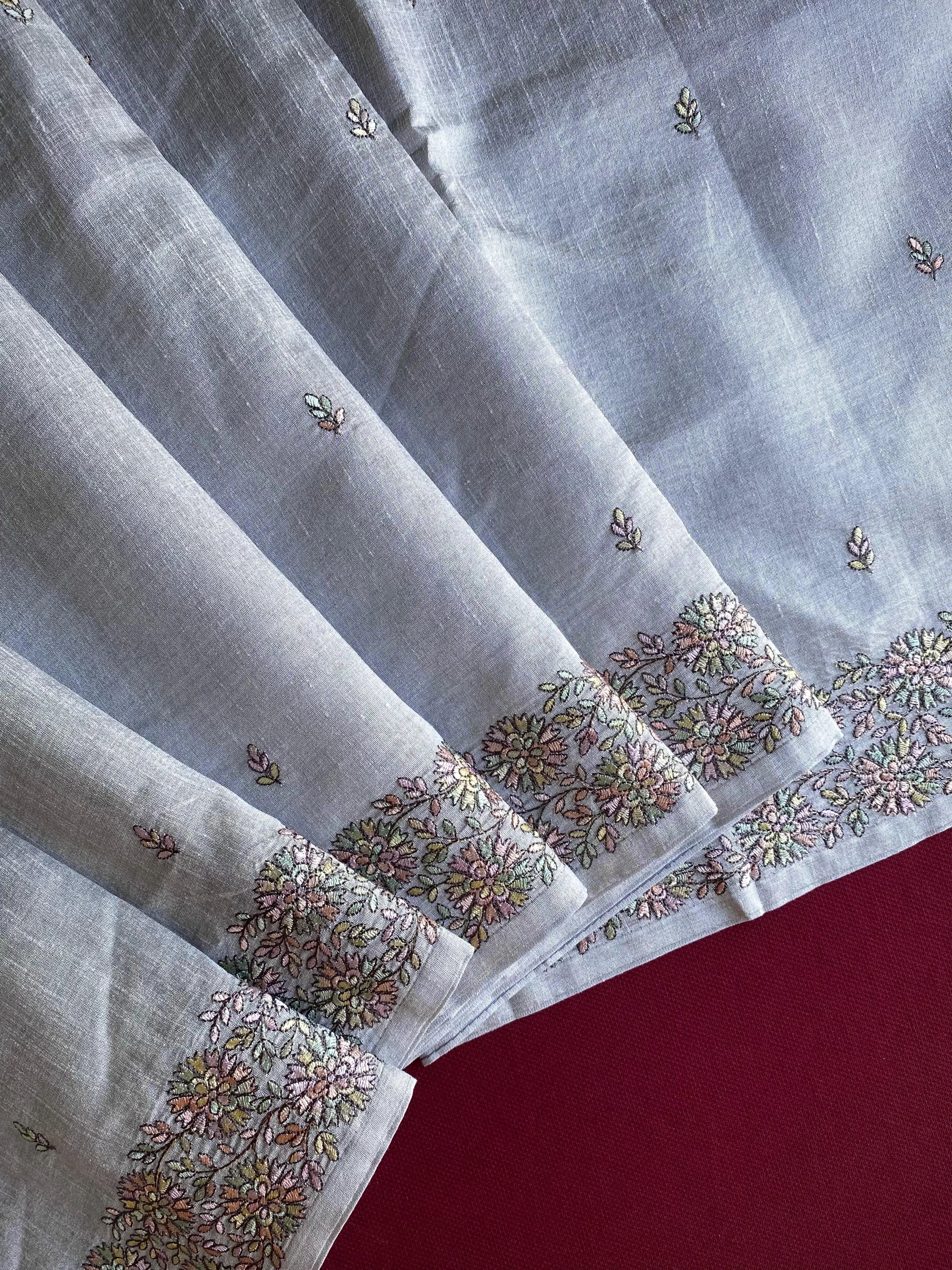 Designer Tussar Embroidered Saree