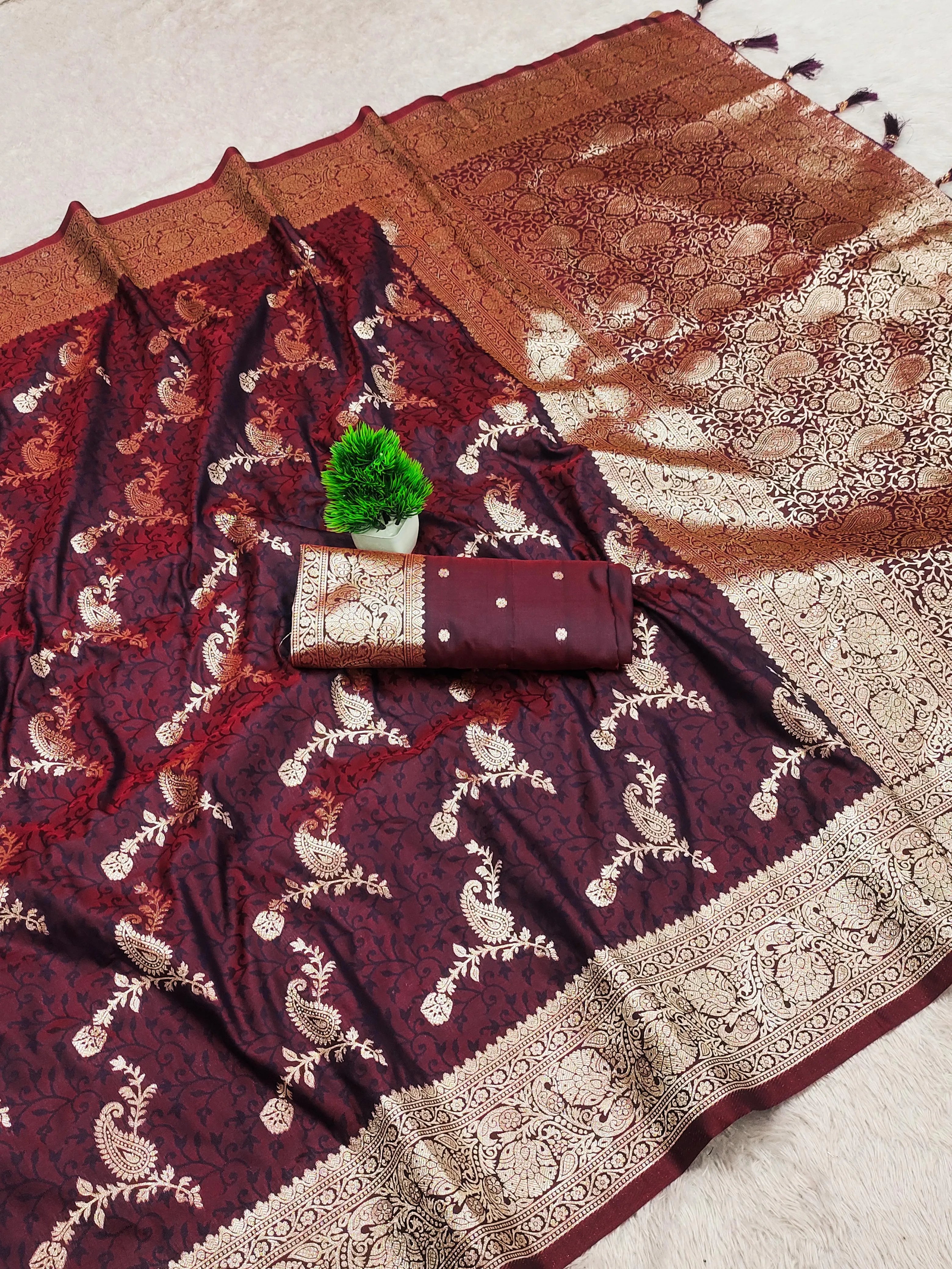 Soft Silk Banarasi Original Meenakari Saree