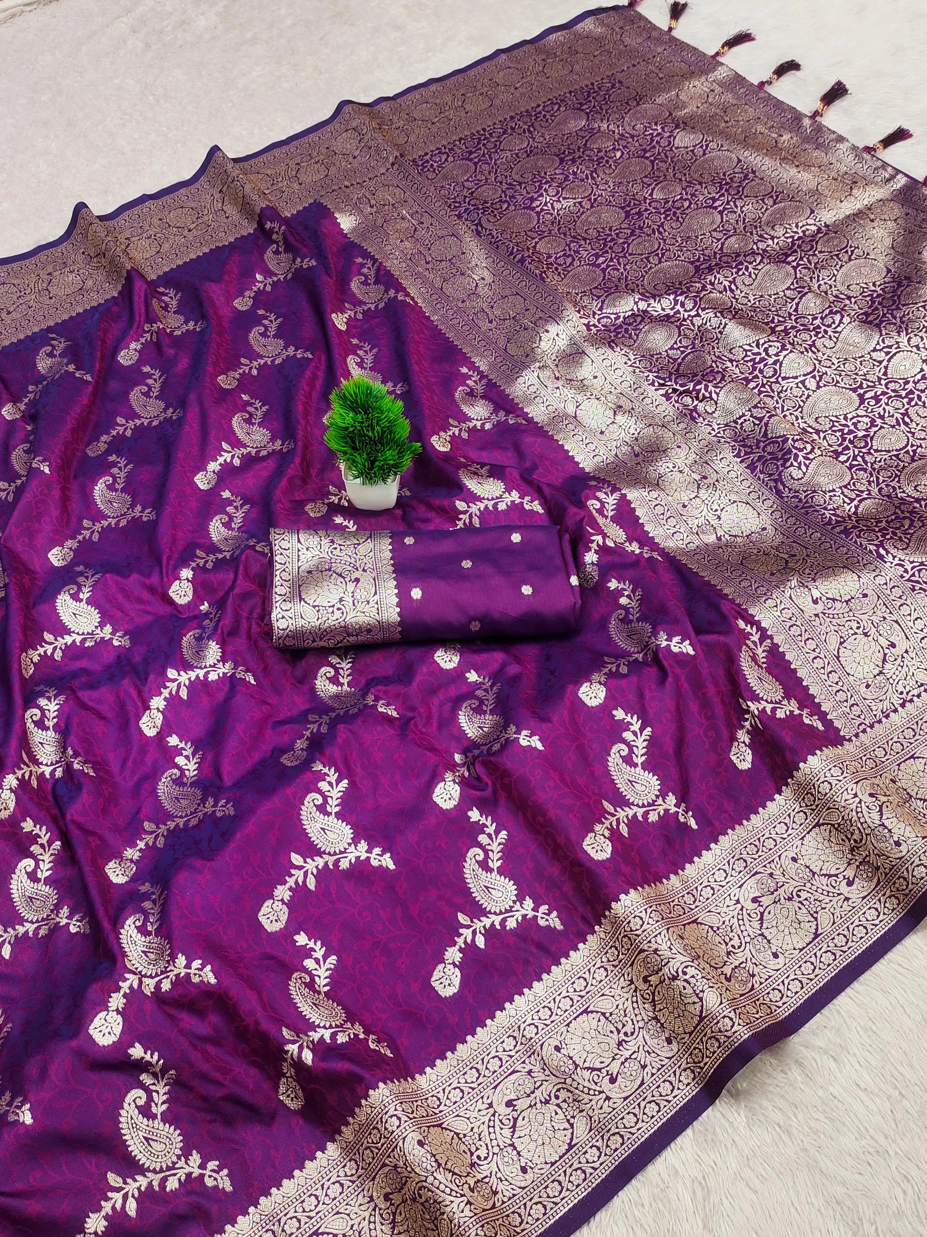 Soft Silk Banarasi Original Meenakari Saree