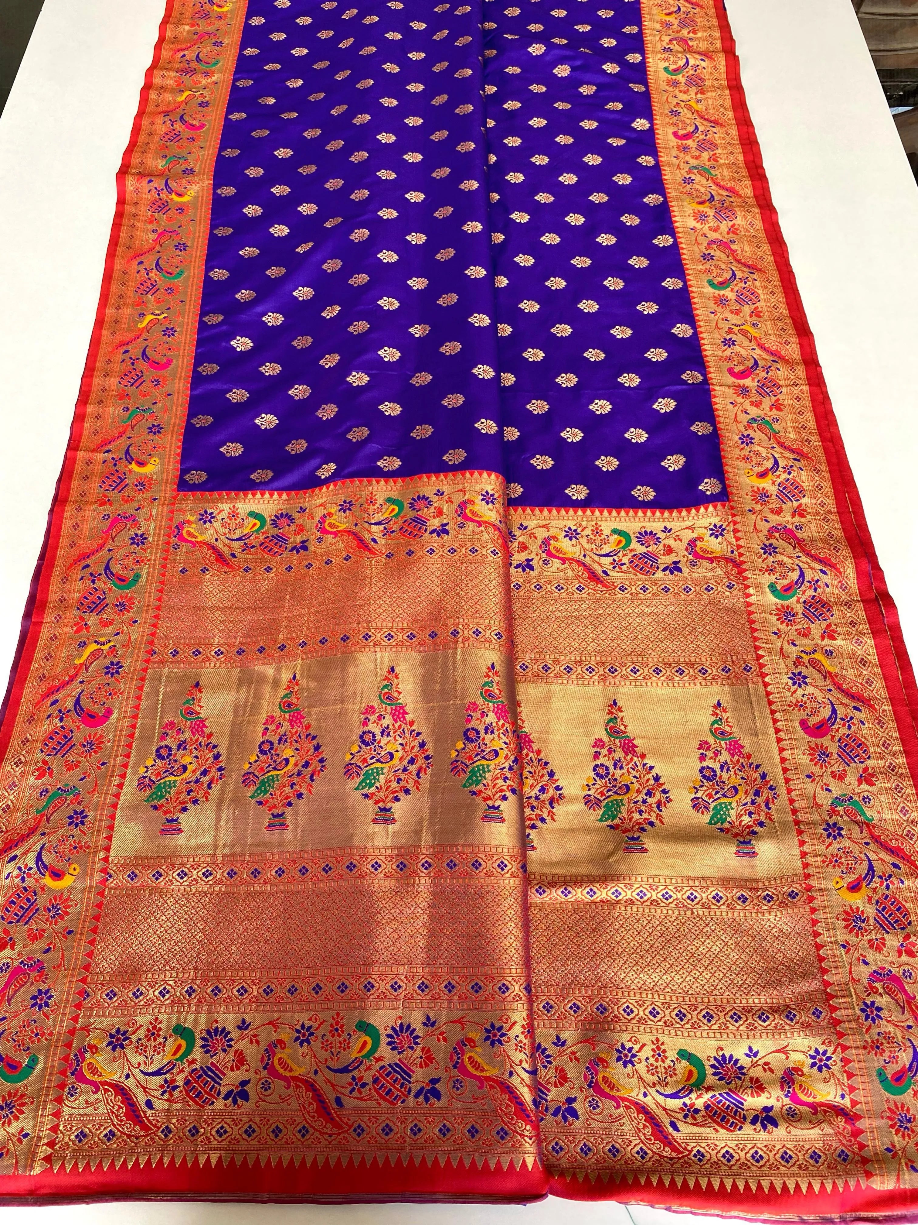 Paithani Silk Traditional Zari Weaving Rich Pallu Saree (Product Code: AS-891)