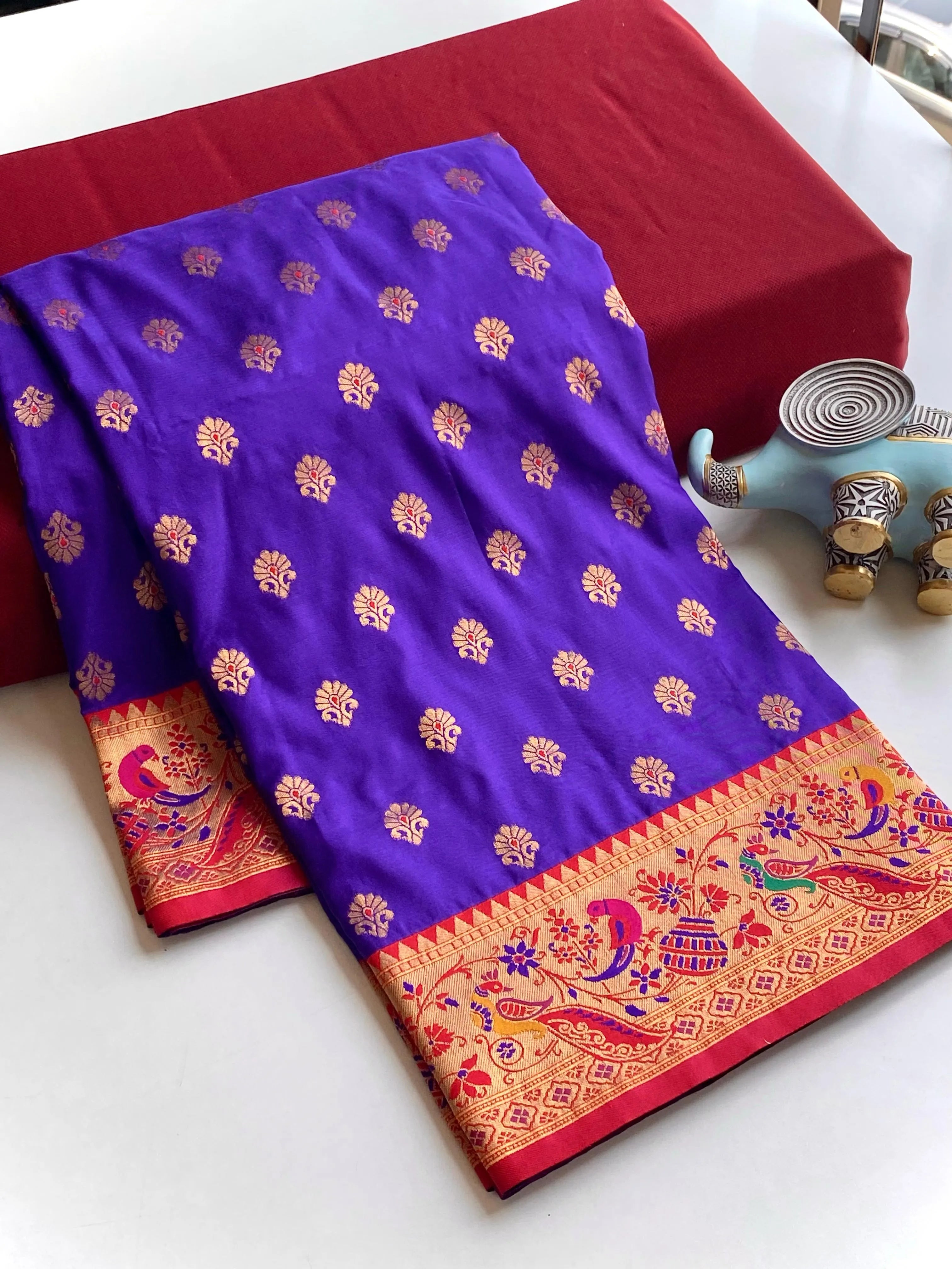 Paithani Silk Traditional Zari Weaving Rich Pallu Saree (Product Code: AS-891)