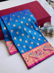 Paithani Silk Traditional Zari Weaving Rich Pallu Saree