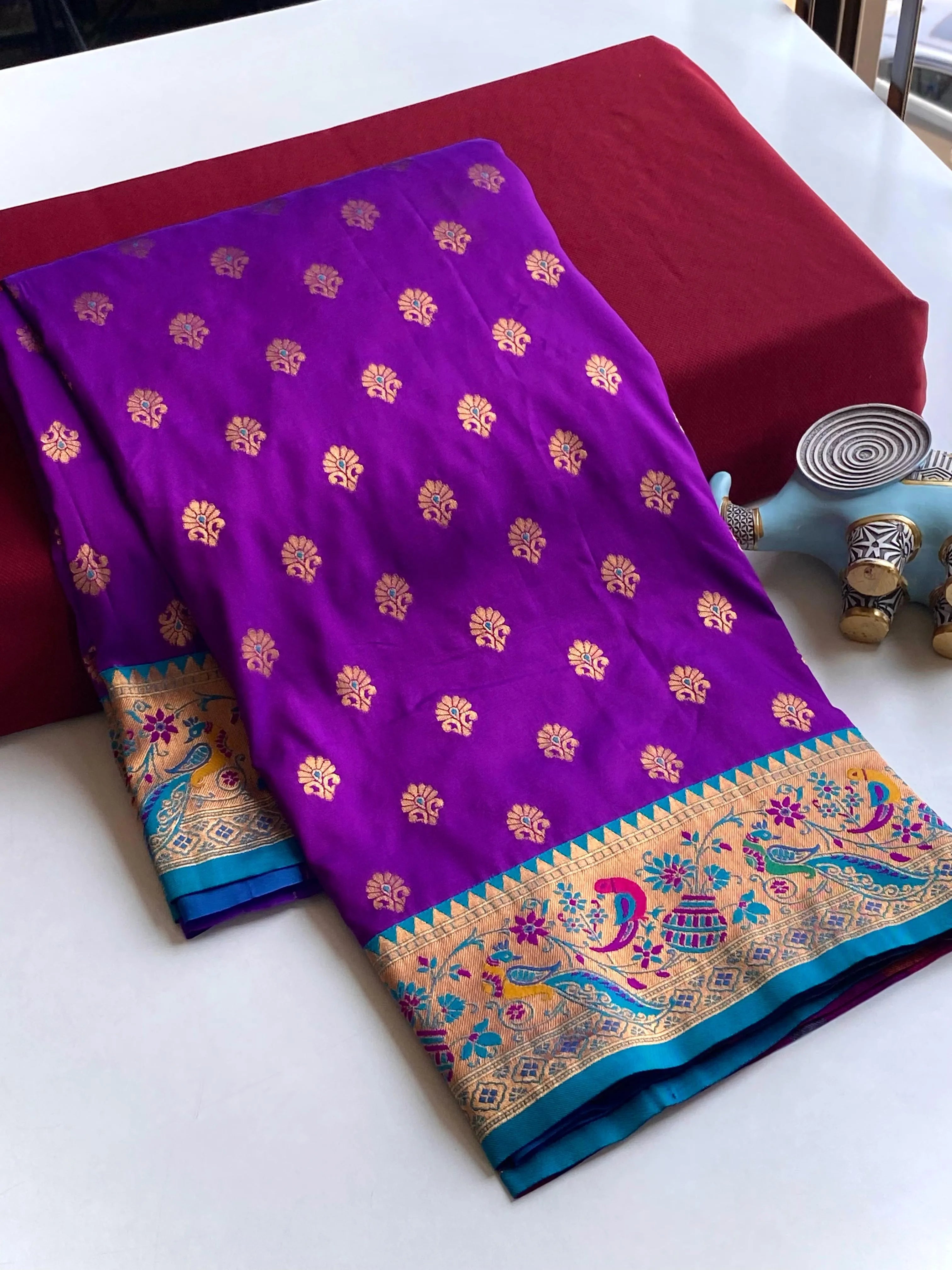 Paithani Silk Traditional Zari Weaving Rich Pallu Saree (Product Code: AS-891)