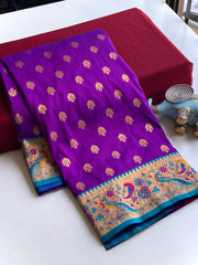 Paithani Silk Traditional Zari Weaving Rich Pallu Saree