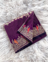 Banarasi Mushro Satin Silk Zari Banarasi Weaving Saree