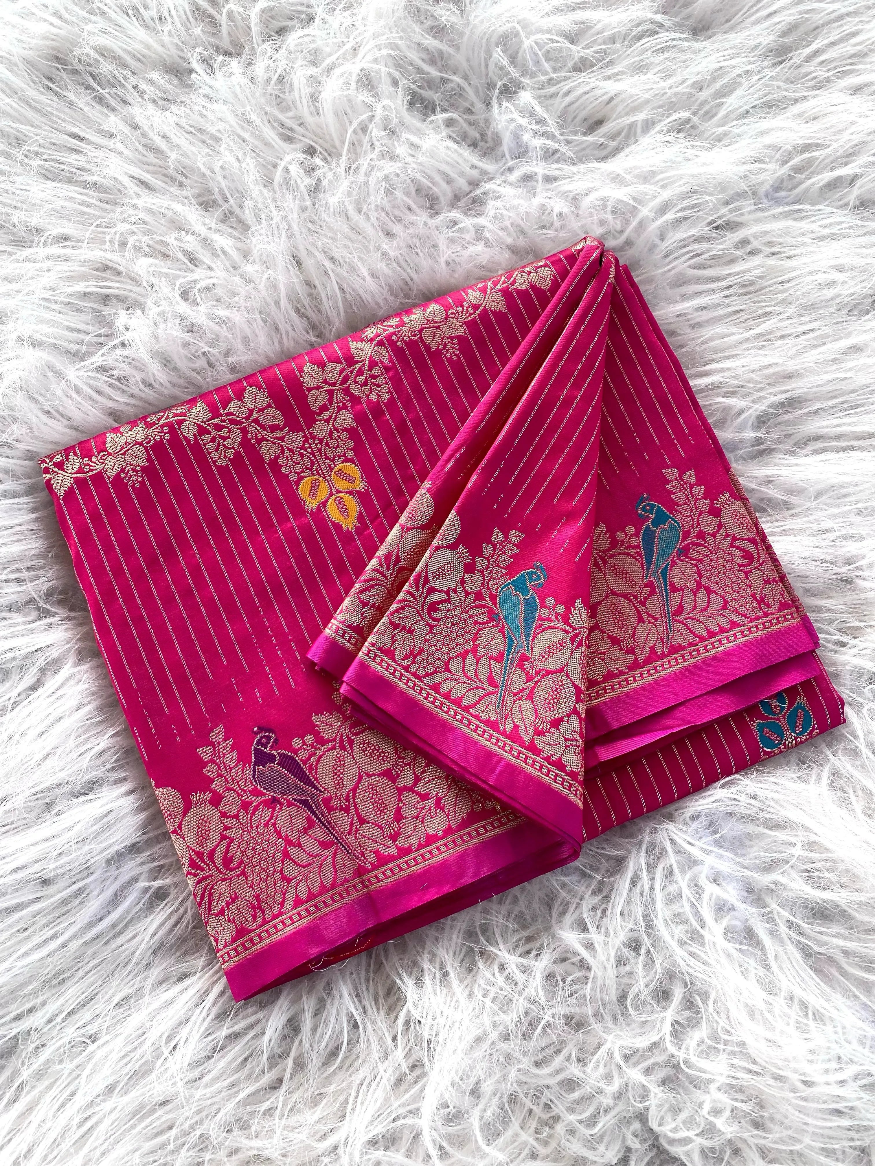 Banarasi Mushro Satin Silk Zari Banarasi Weaving Saree (Product Code: AS-892)