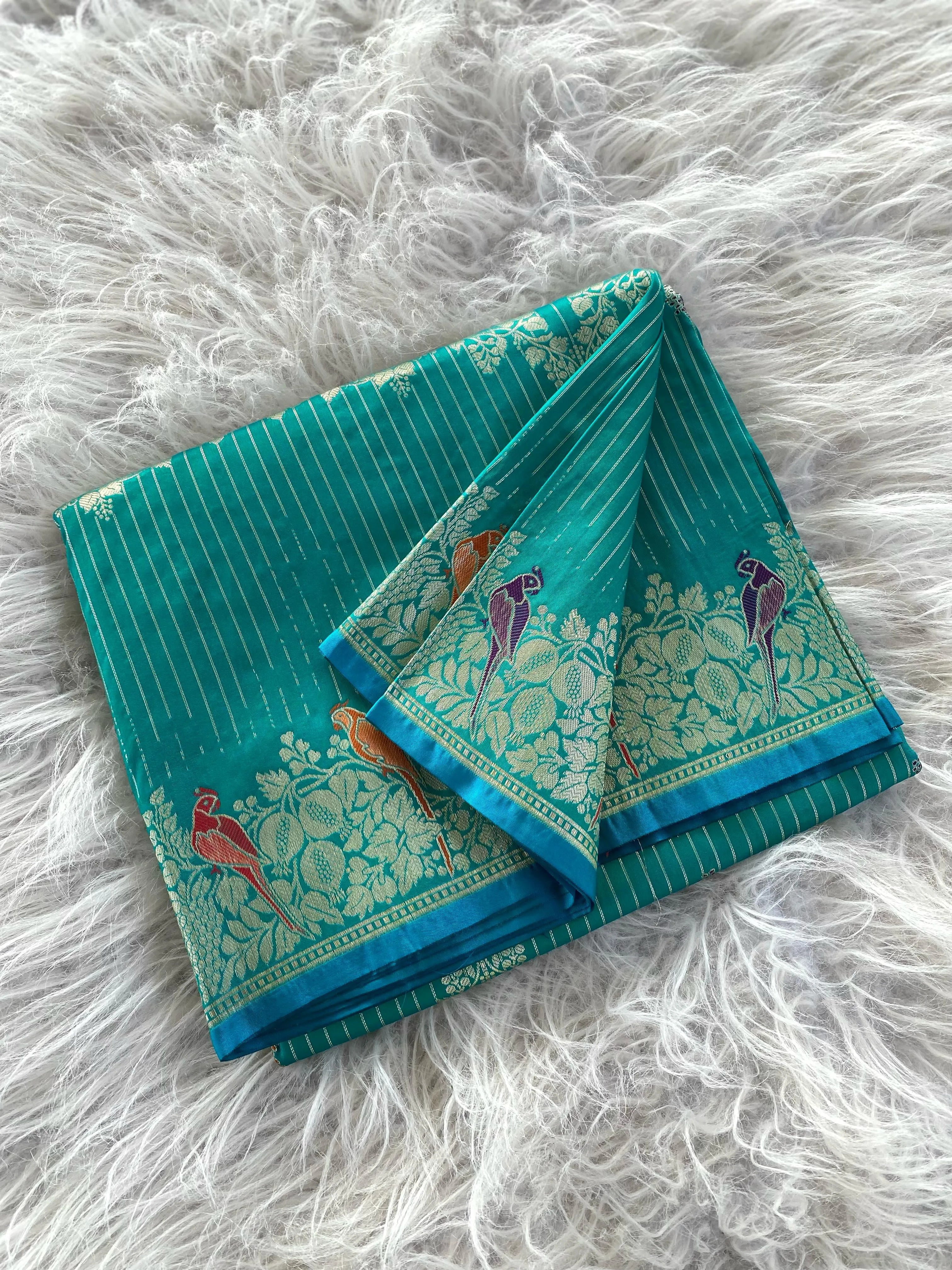 Banarasi Mushro Satin Silk Zari Banarasi Weaving Saree (Product Code: AS-892)
