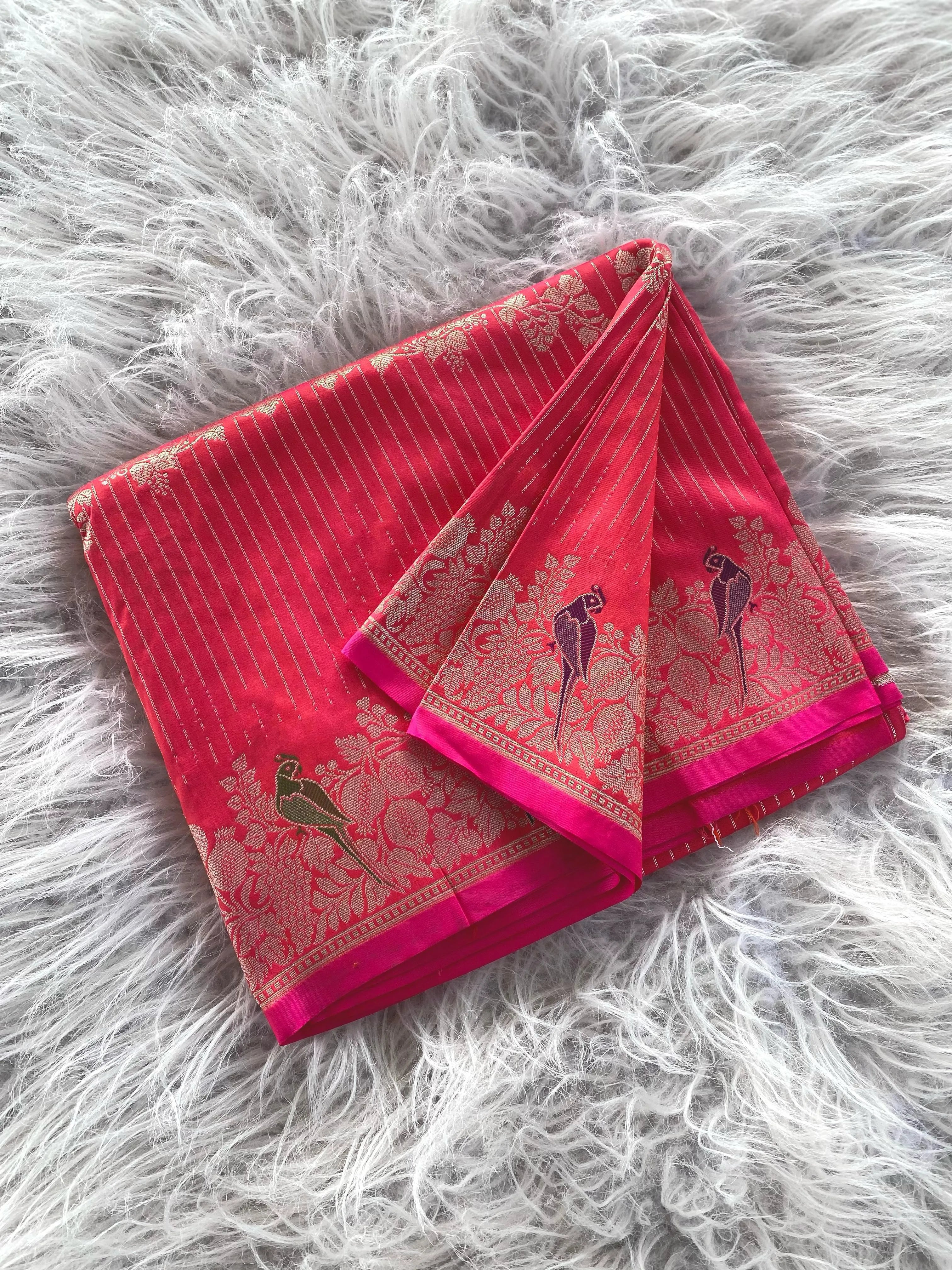 Banarasi Mushro Satin Silk Zari Banarasi Weaving Saree (Product Code: AS-892)