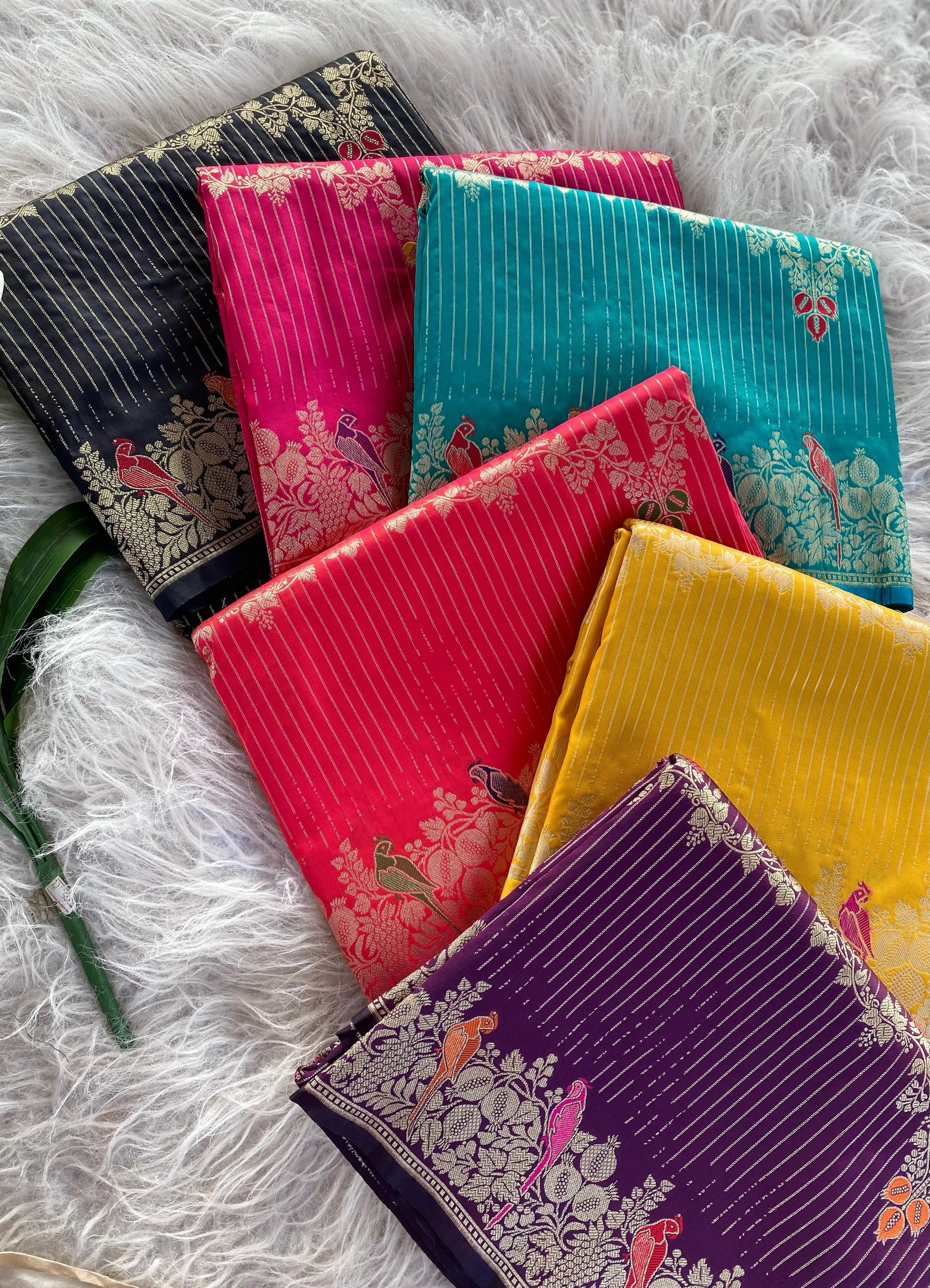 Banarasi Mushro Satin Silk Zari Banarasi Weaving Saree (Product Code: AS-892)