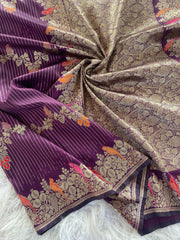 Banarasi Mushro Satin Silk Zari Banarasi Weaving Saree