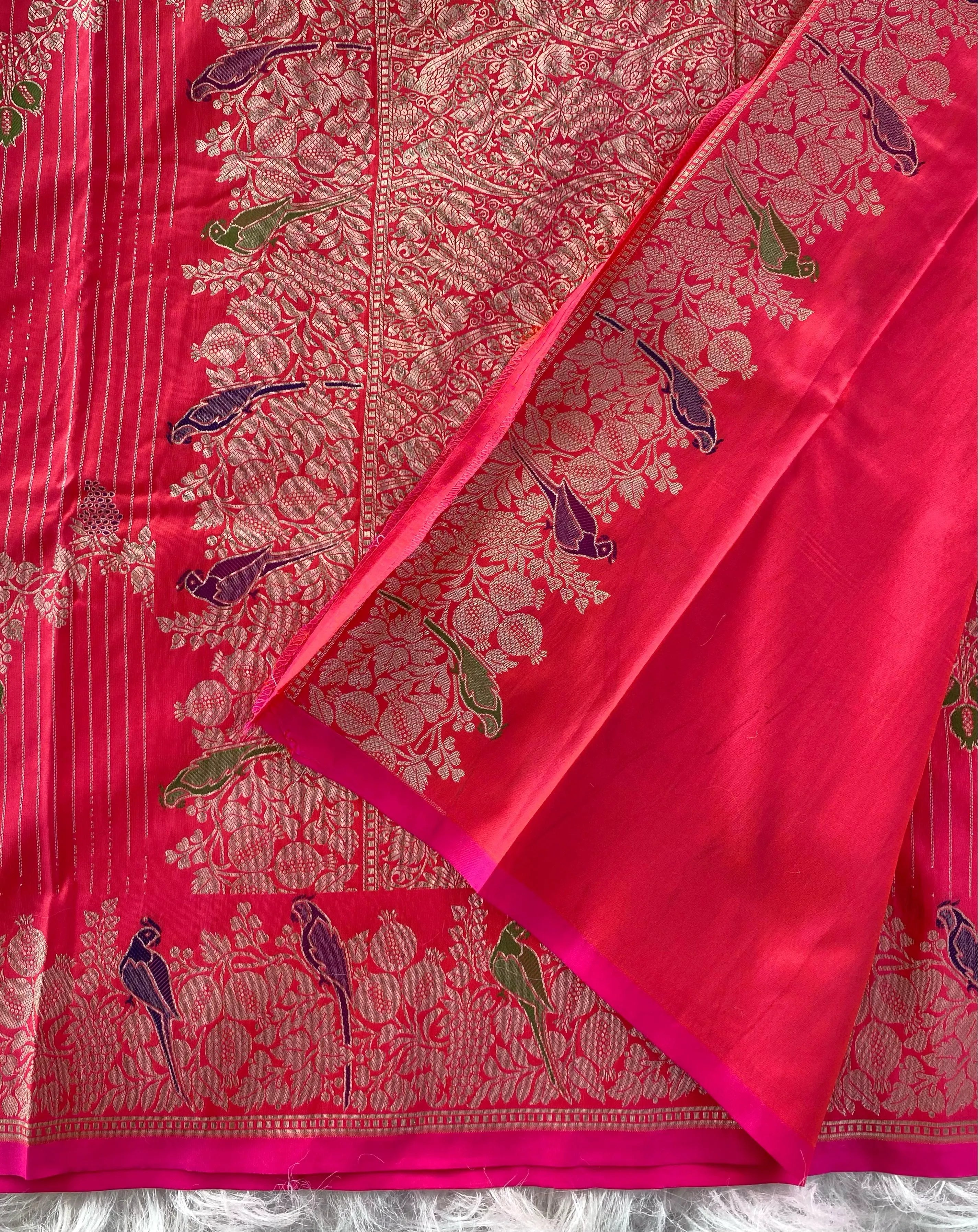 Banarasi Mushro Satin Silk Zari Banarasi Weaving Saree (Product Code: AS-892)