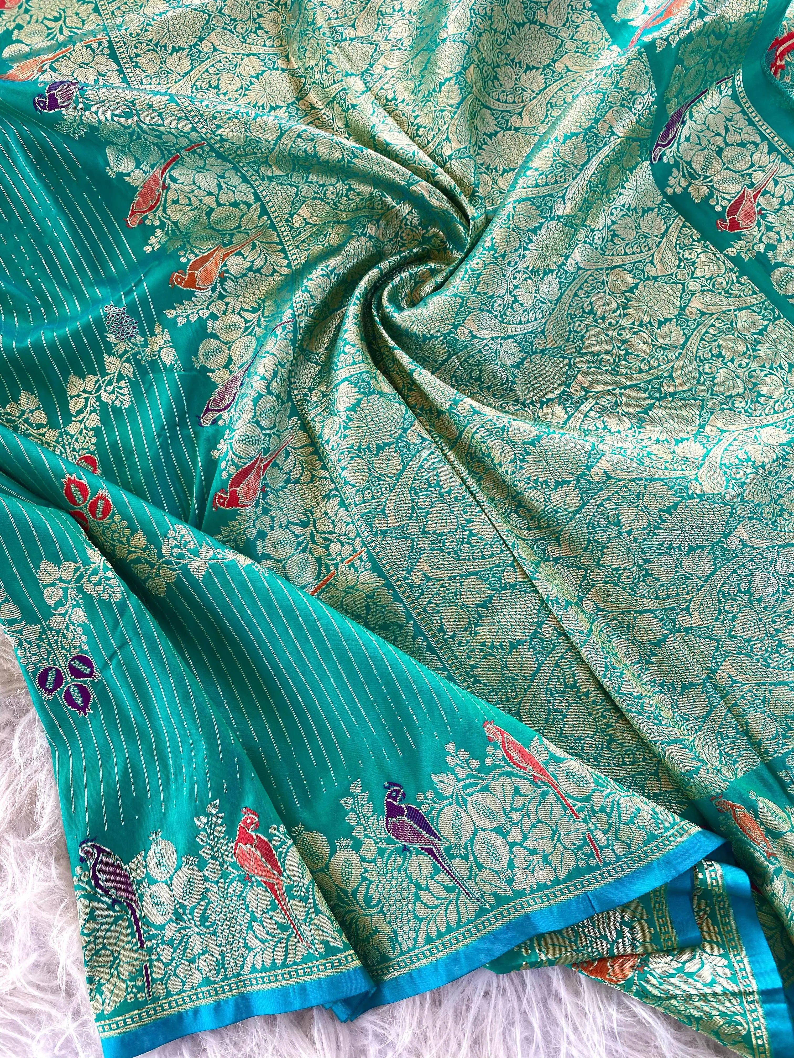 Banarasi Mushro Satin Silk Zari Banarasi Weaving Saree (Product Code: AS-892)