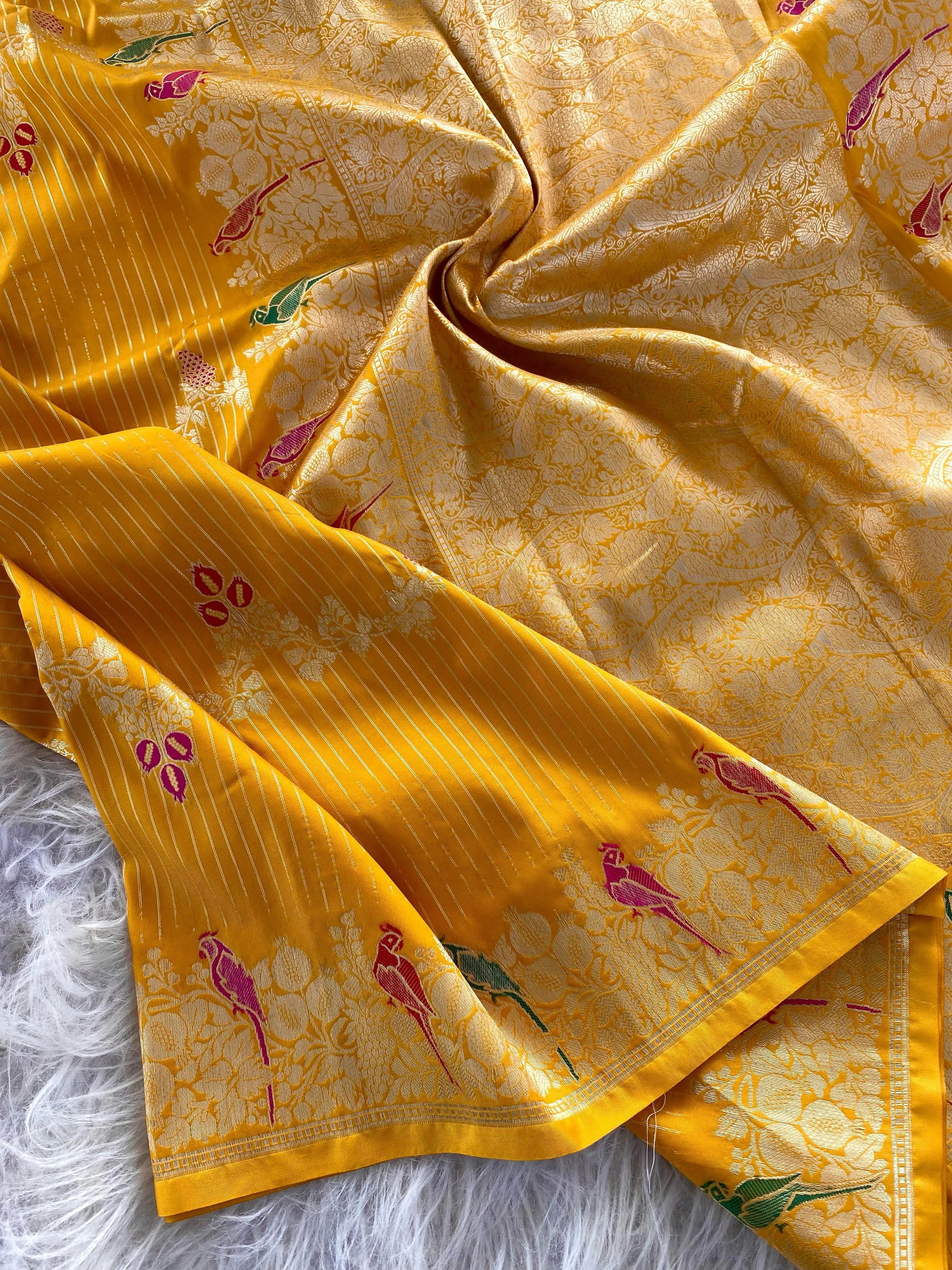 Banarasi Mushro Satin Silk Zari Banarasi Weaving Saree (Product Code: AS-892)