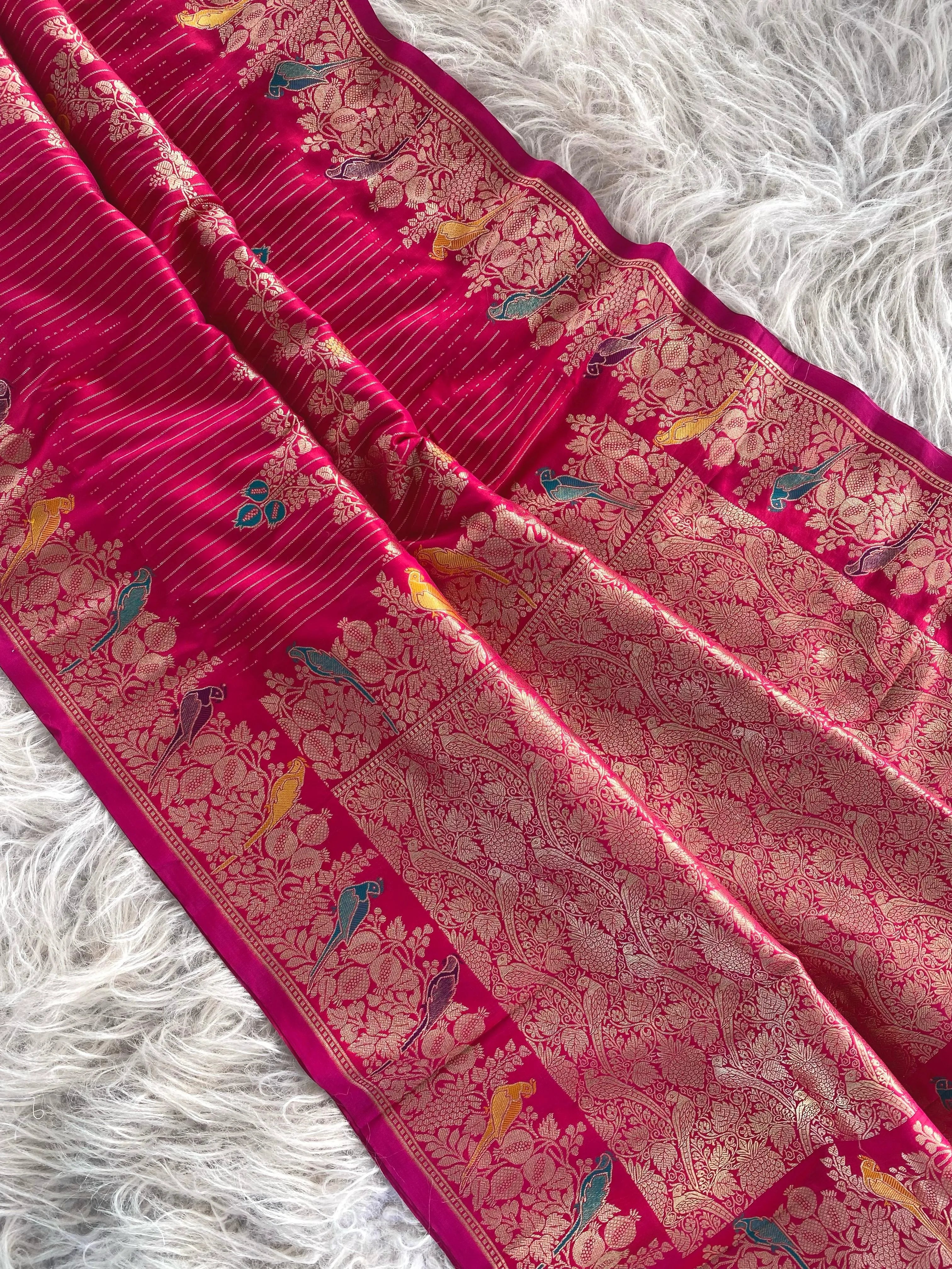 Banarasi Mushro Satin Silk Zari Banarasi Weaving Saree (Product Code: AS-892)