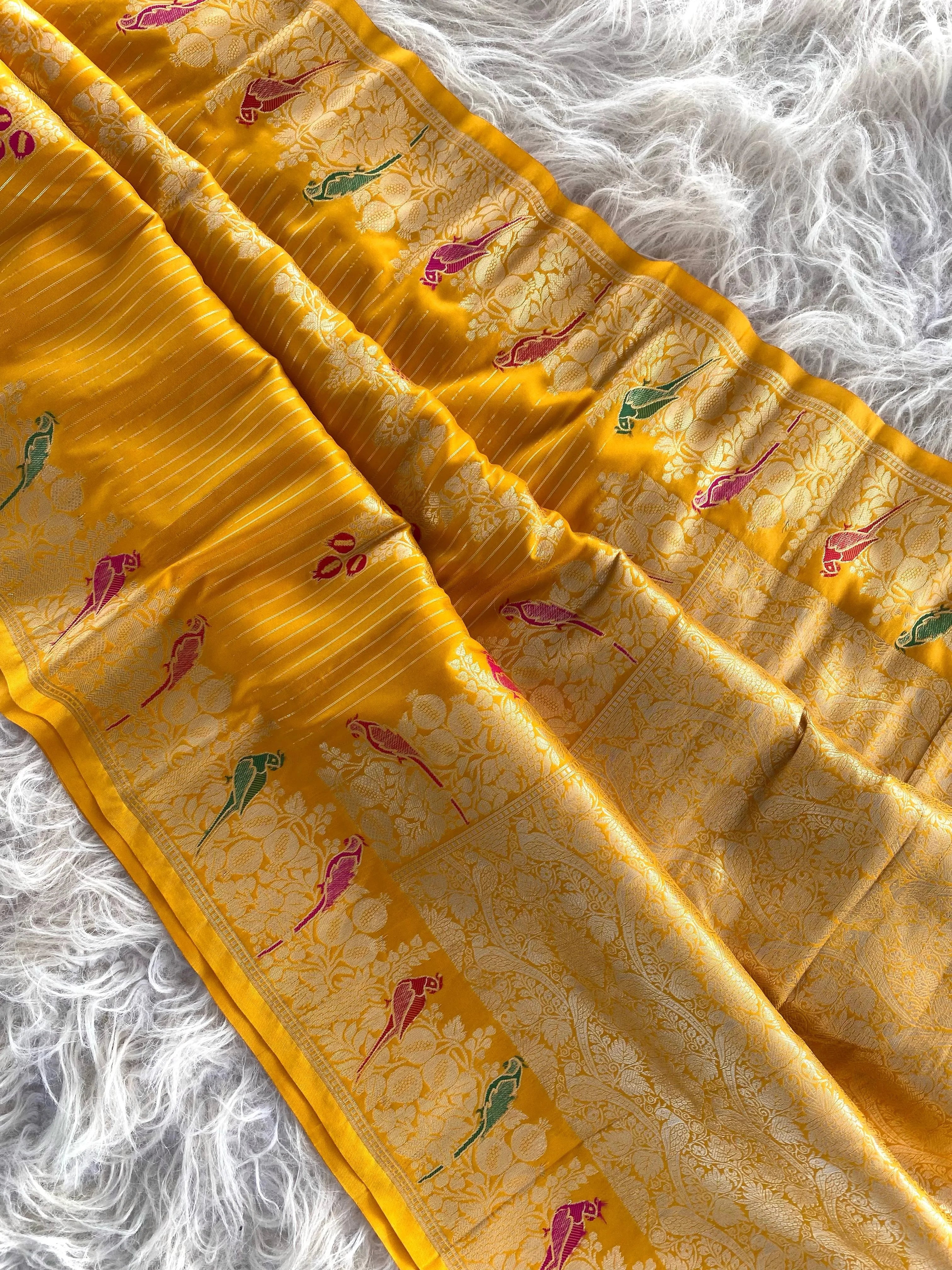 Banarasi Mushro Satin Silk Zari Banarasi Weaving Saree (Product Code: AS-892)