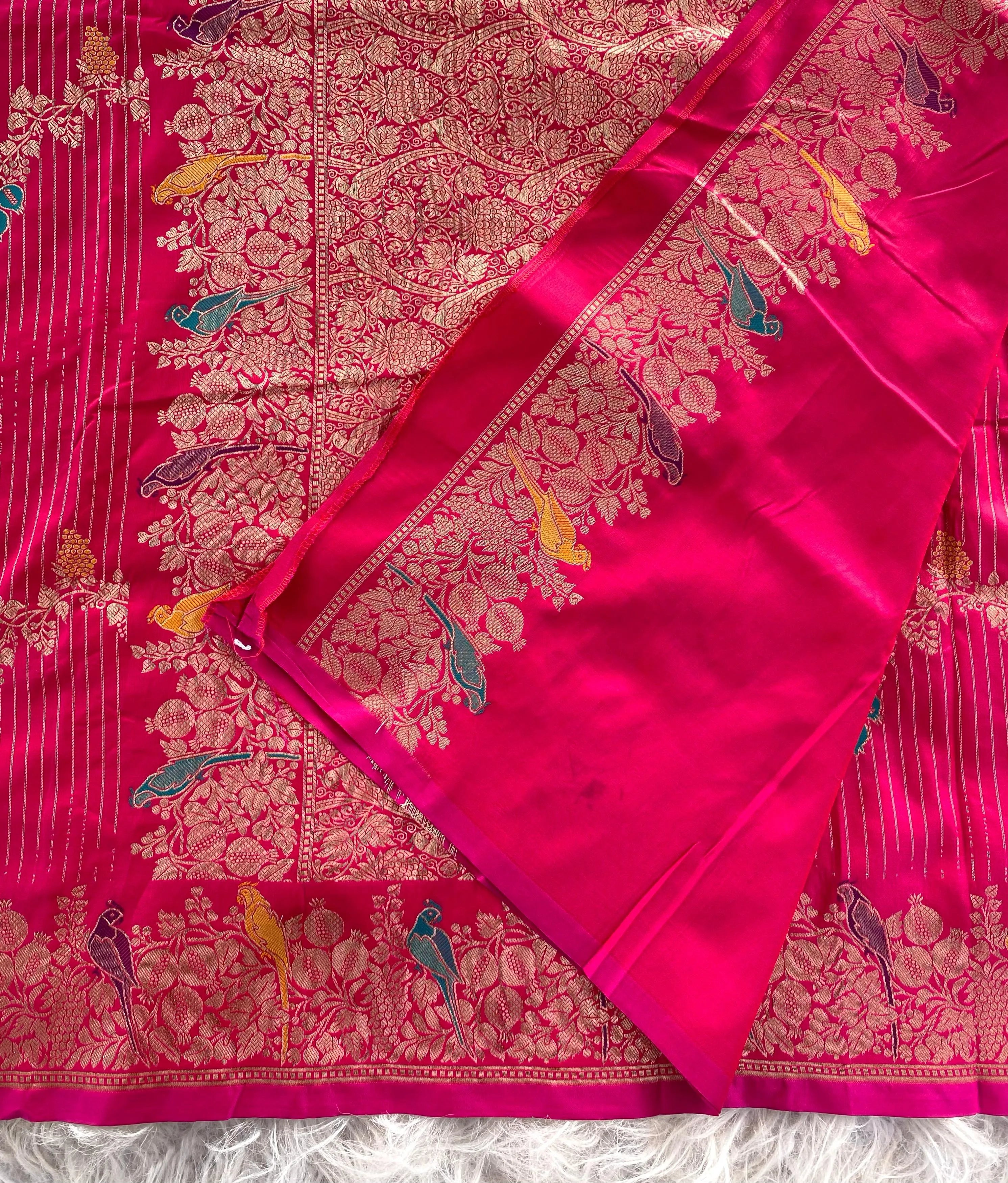 Banarasi Mushro Satin Silk Zari Banarasi Weaving Saree (Product Code: AS-892)