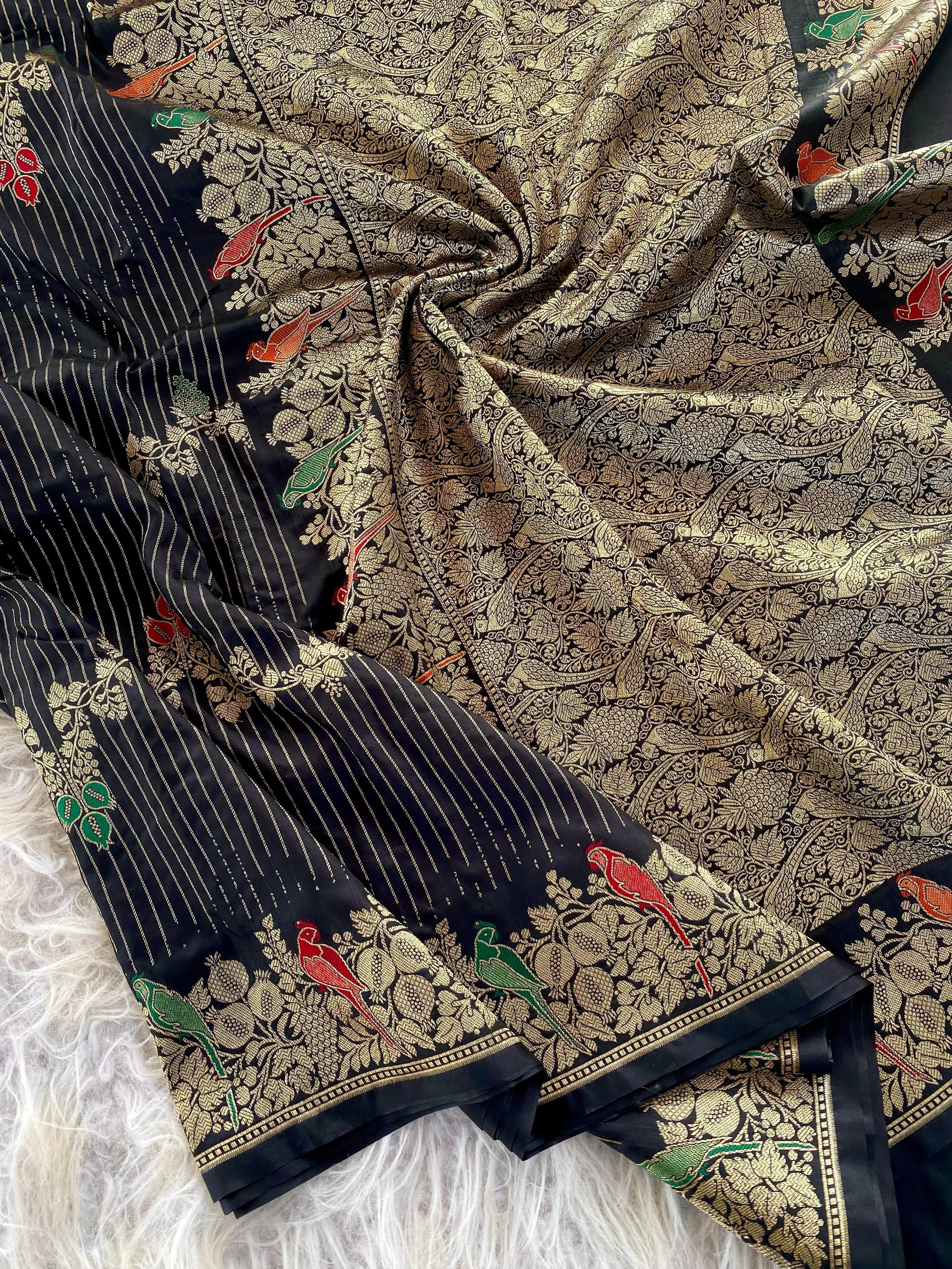 Banarasi Mushro Satin Silk Zari Banarasi Weaving Saree (Product Code: AS-892)