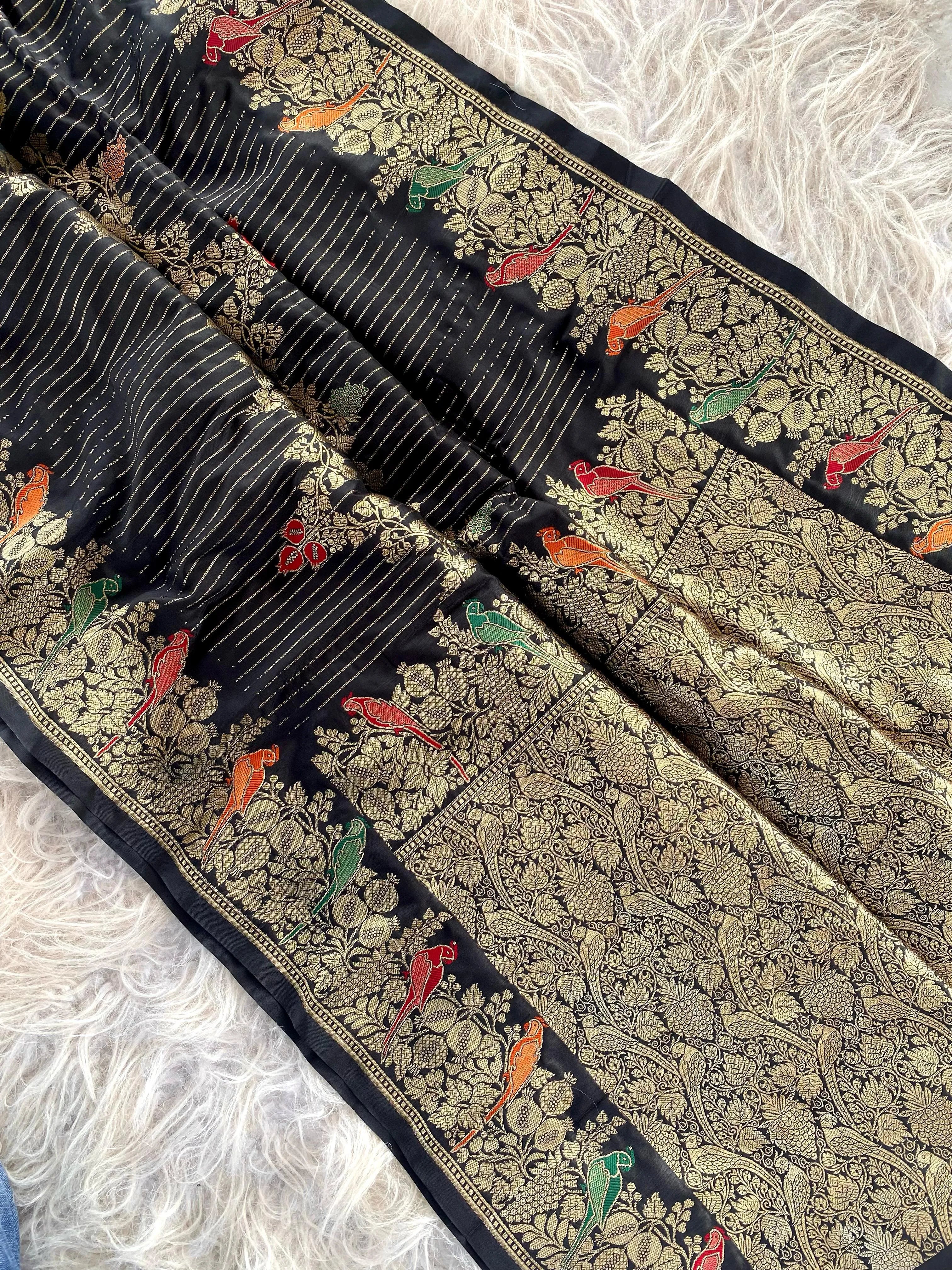 Banarasi Mushro Satin Silk Zari Banarasi Weaving Saree (Product Code: AS-892)
