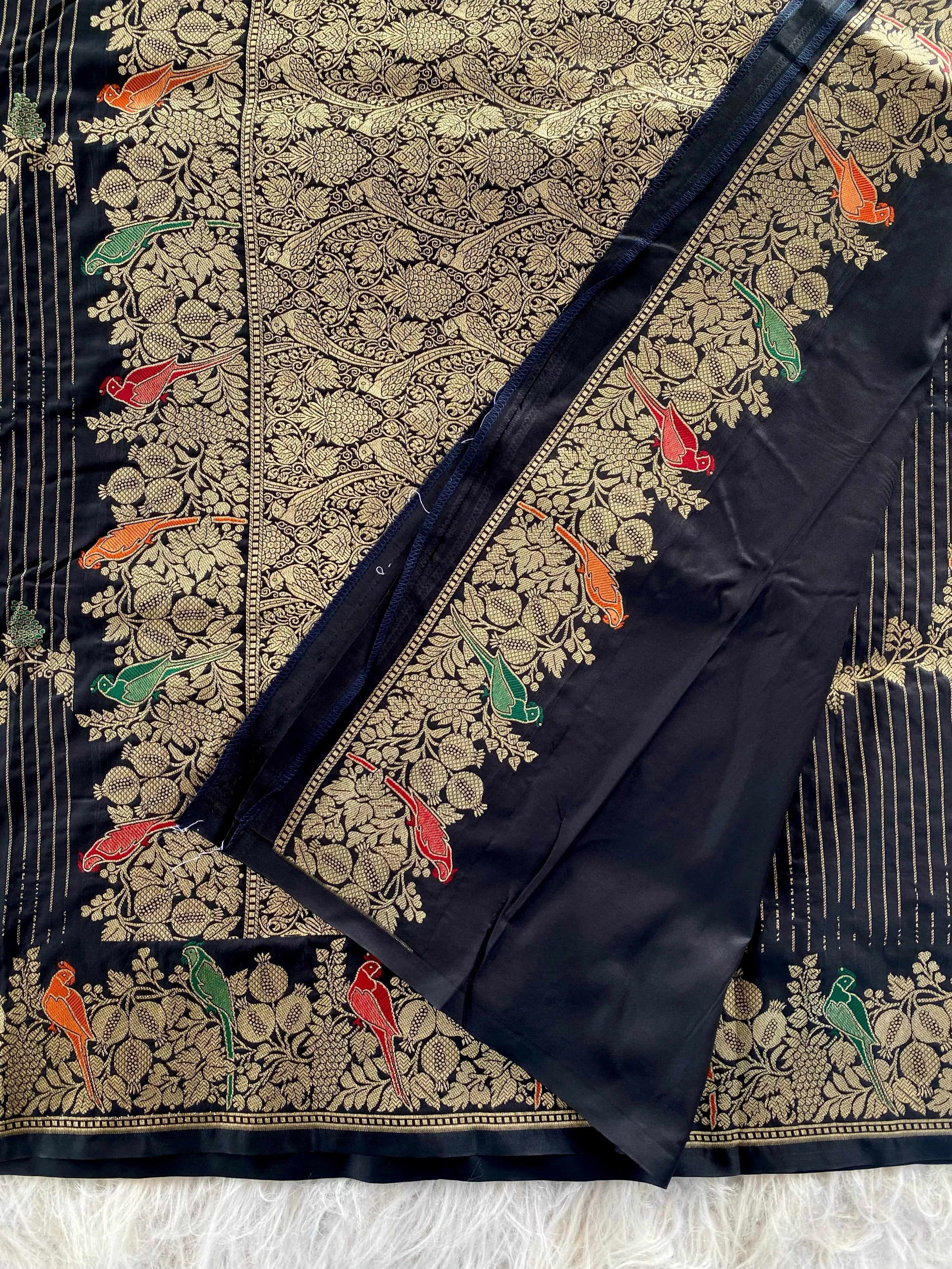 Banarasi Mushro Satin Silk Zari Banarasi Weaving Saree (Product Code: AS-892)