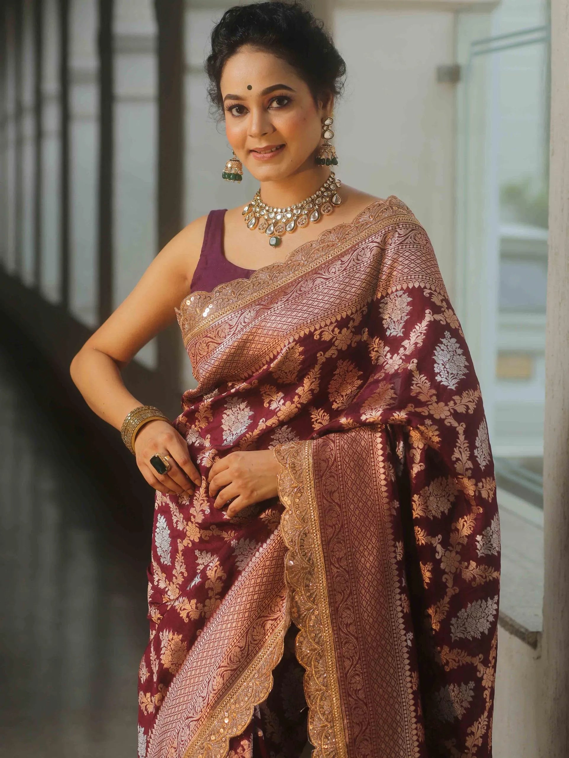 Neeta Ambani Inspired Banarasi Katan SIlk Lace Saree