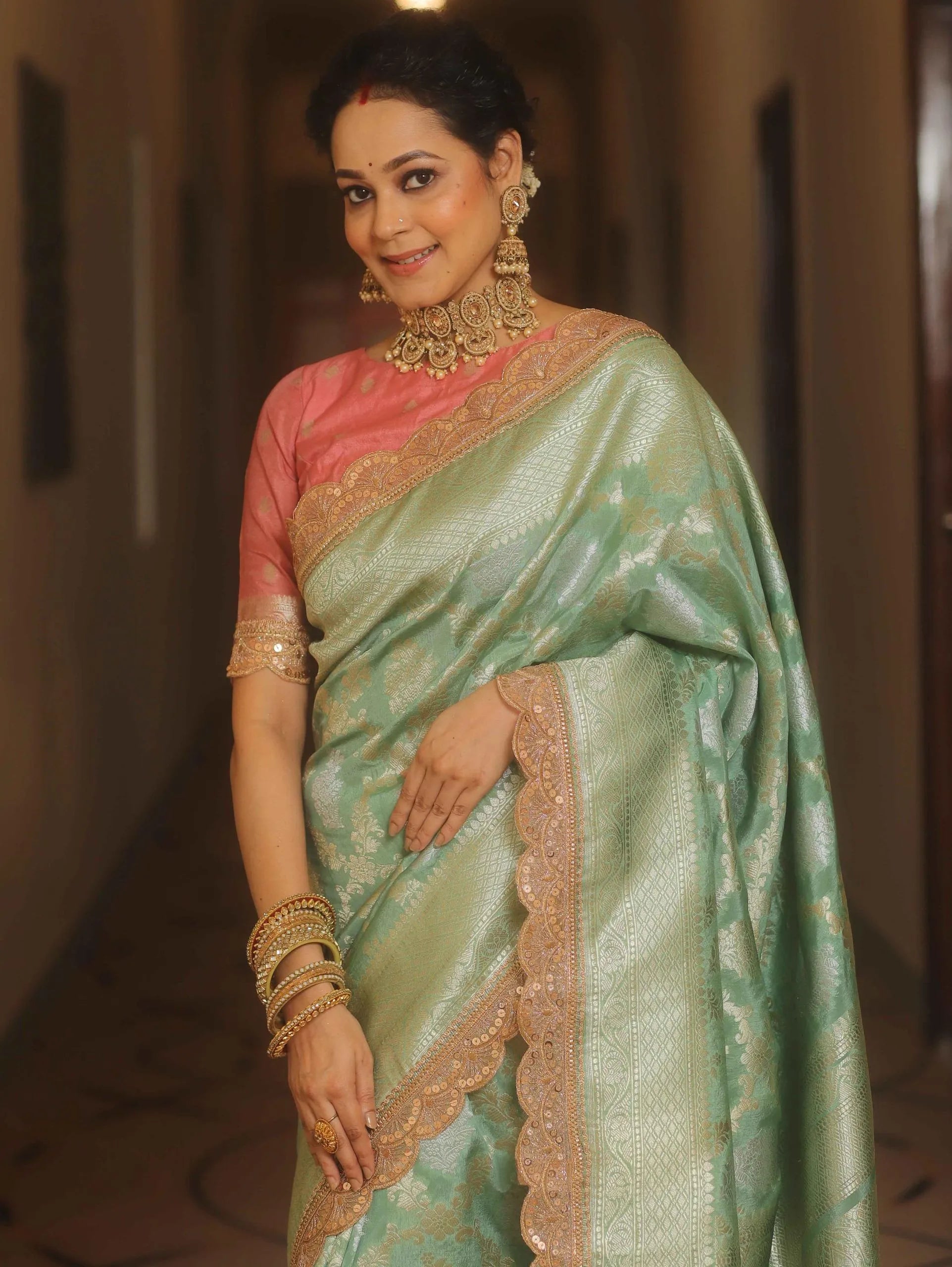 Neeta Ambani Inspired Banarasi Katan SIlk Lace Saree