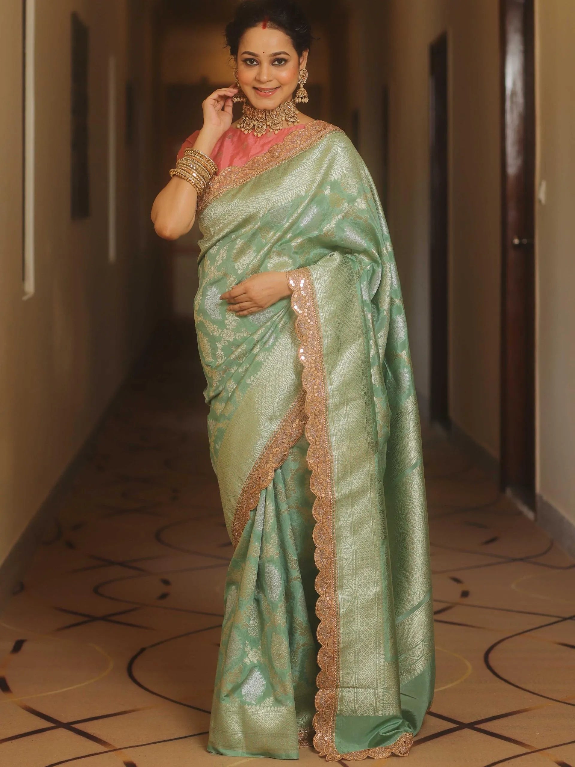 Neeta Ambani Inspired Banarasi Katan SIlk Lace Saree