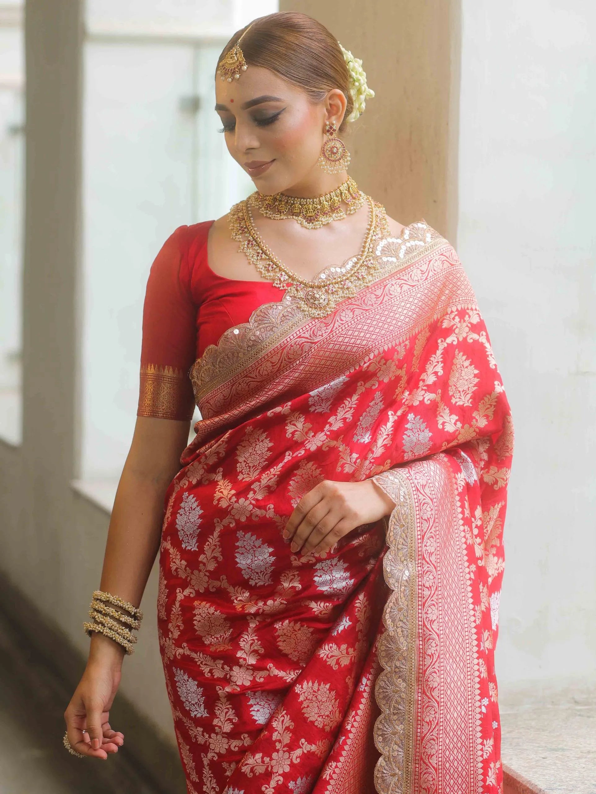 Neeta Ambani Inspired Banarasi Katan SIlk Lace Saree