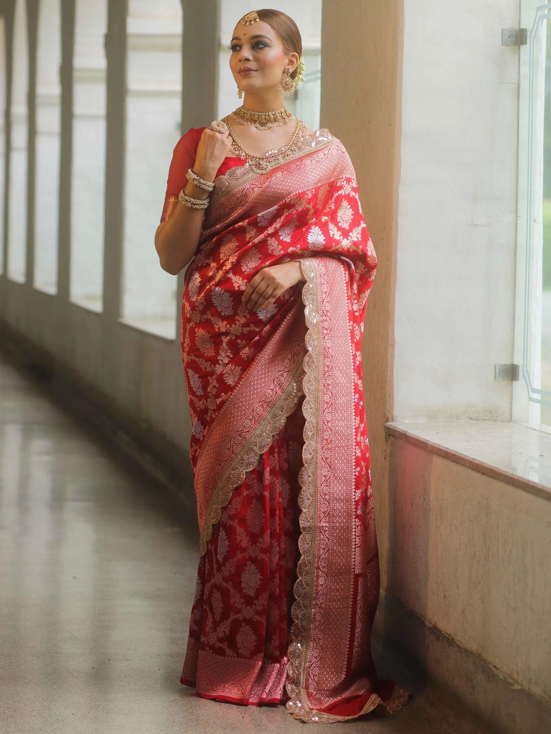 Neeta Ambani Inspired Banarasi Katan SIlk Lace Saree