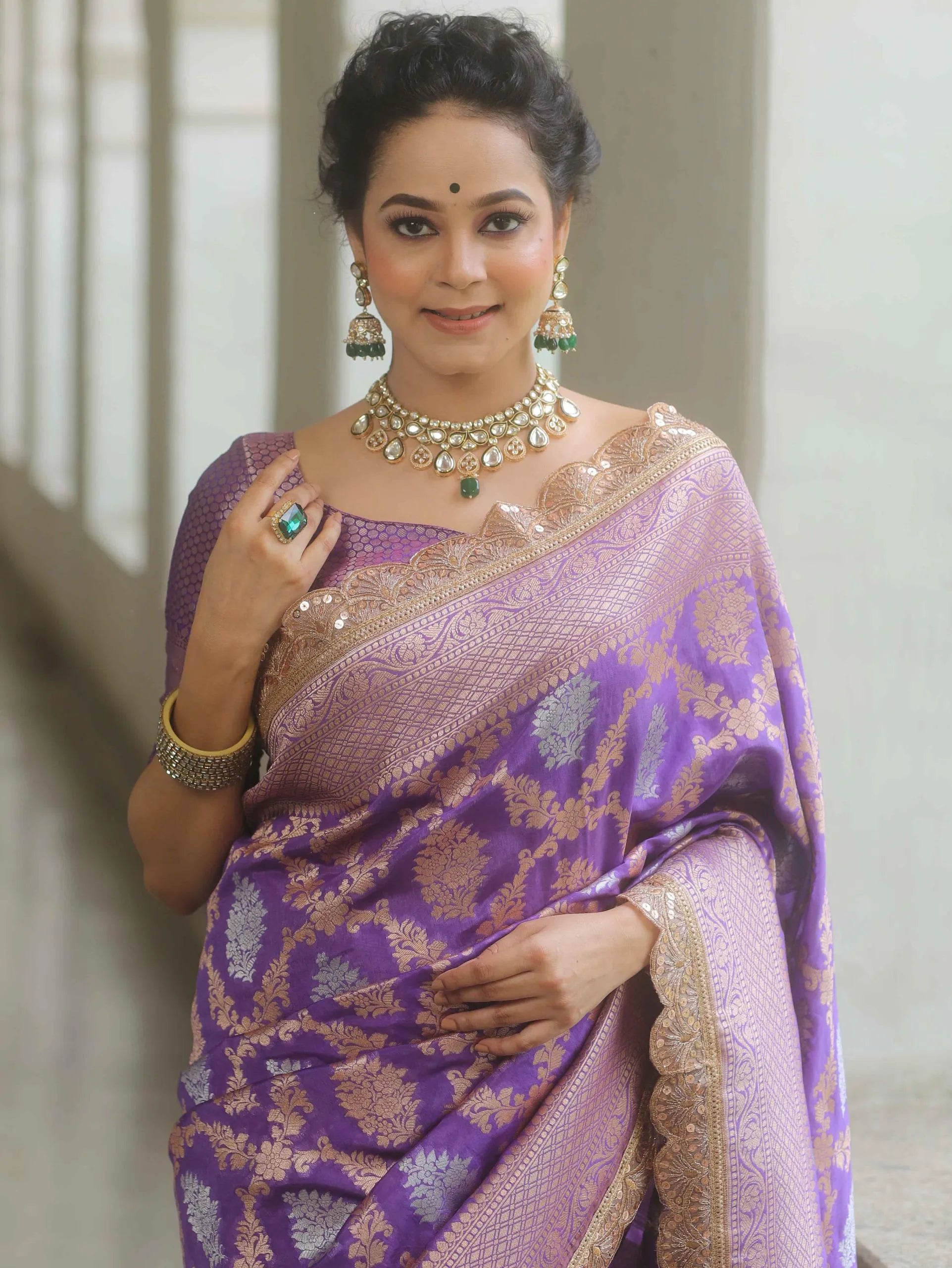 Neeta Ambani Inspired Banarasi Katan SIlk Lace Saree
