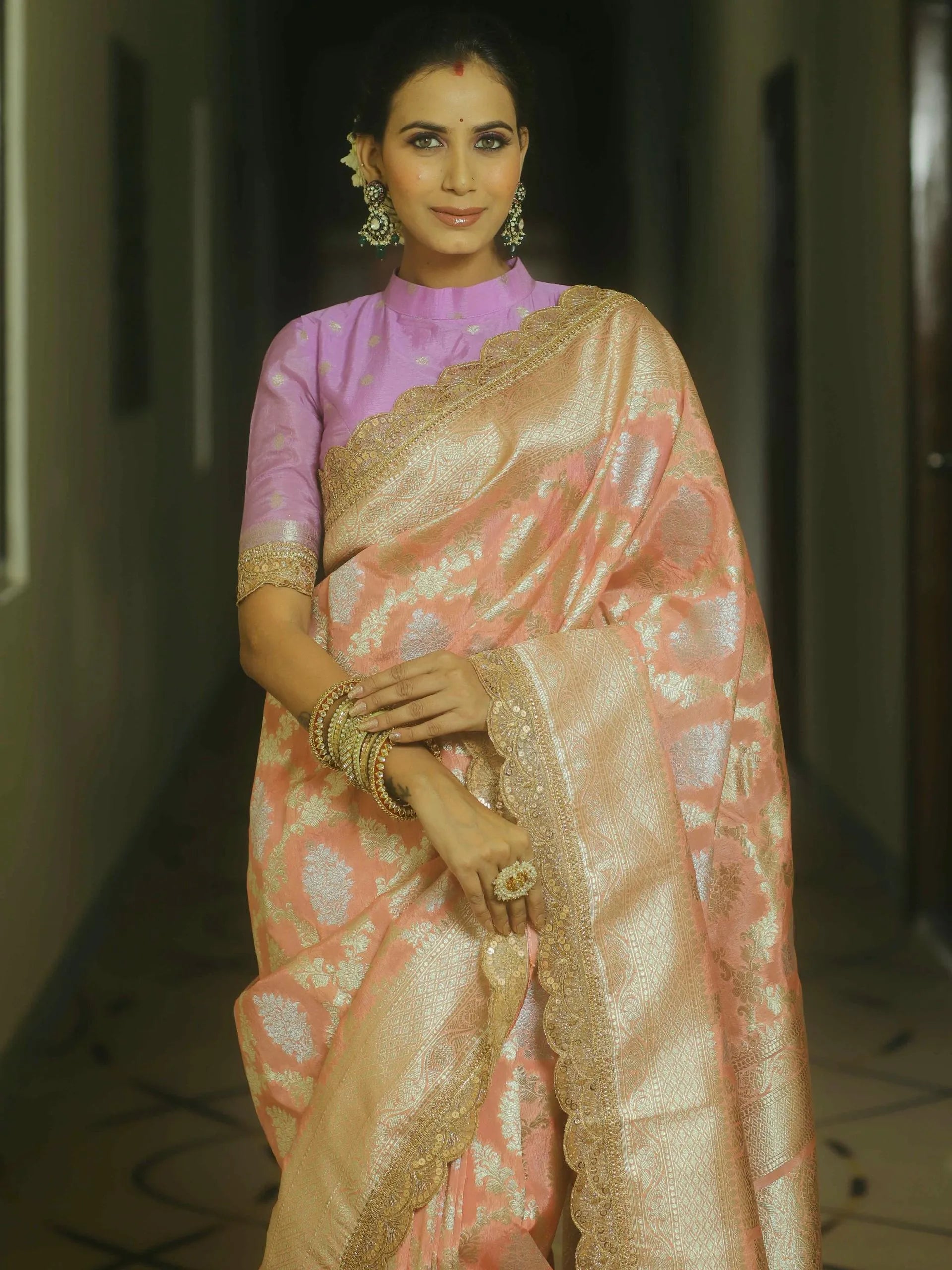 Neeta Ambani Inspired Banarasi Katan SIlk Lace Saree