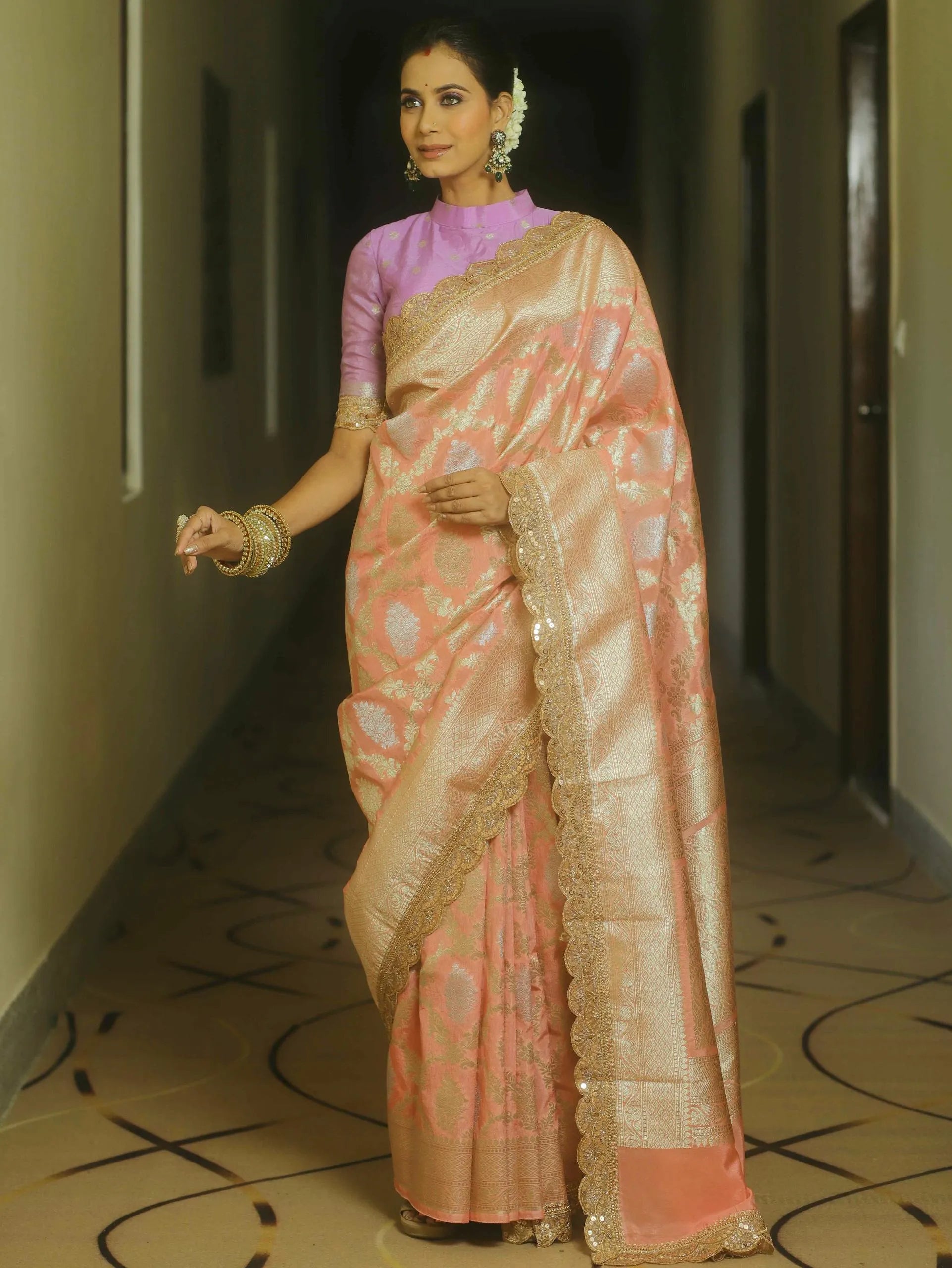 Neeta Ambani Inspired Banarasi Katan SIlk Lace Saree