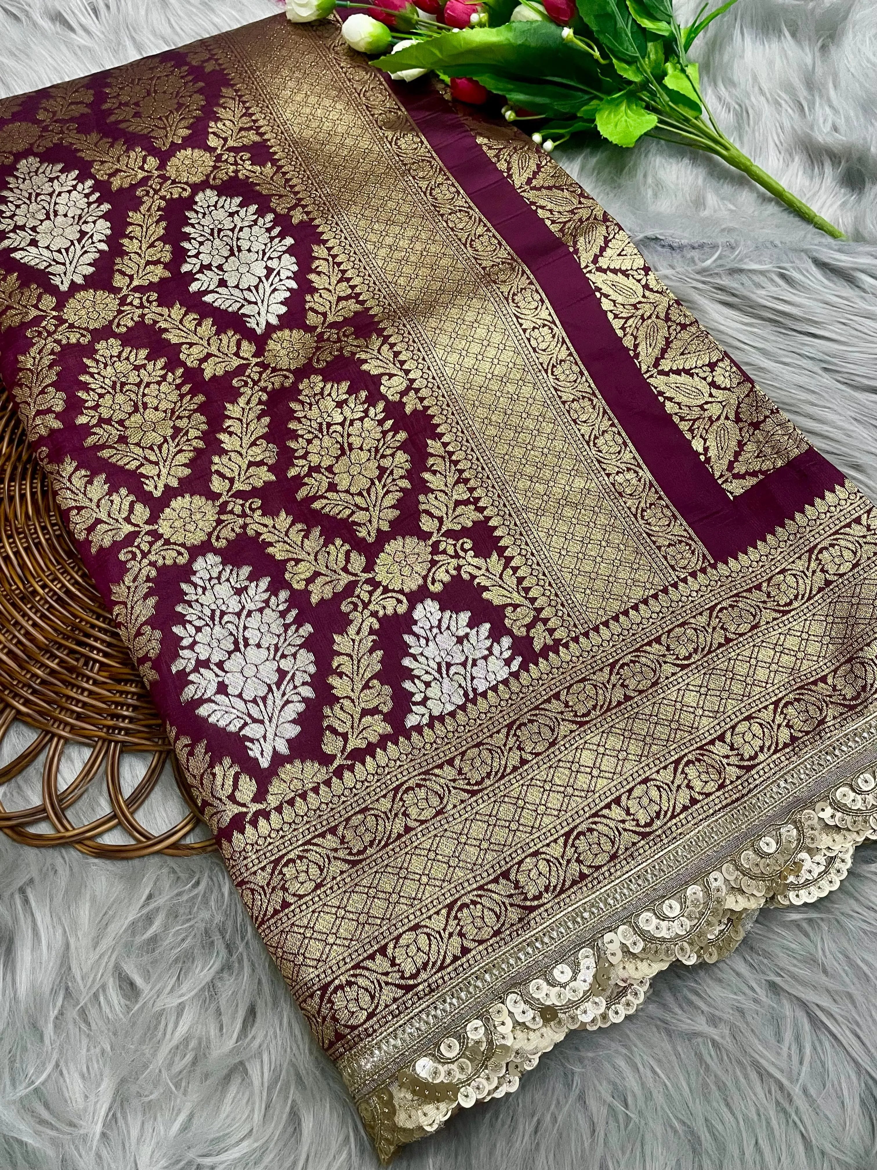 Neeta Ambani Inspired Banarasi Katan SIlk Lace Saree