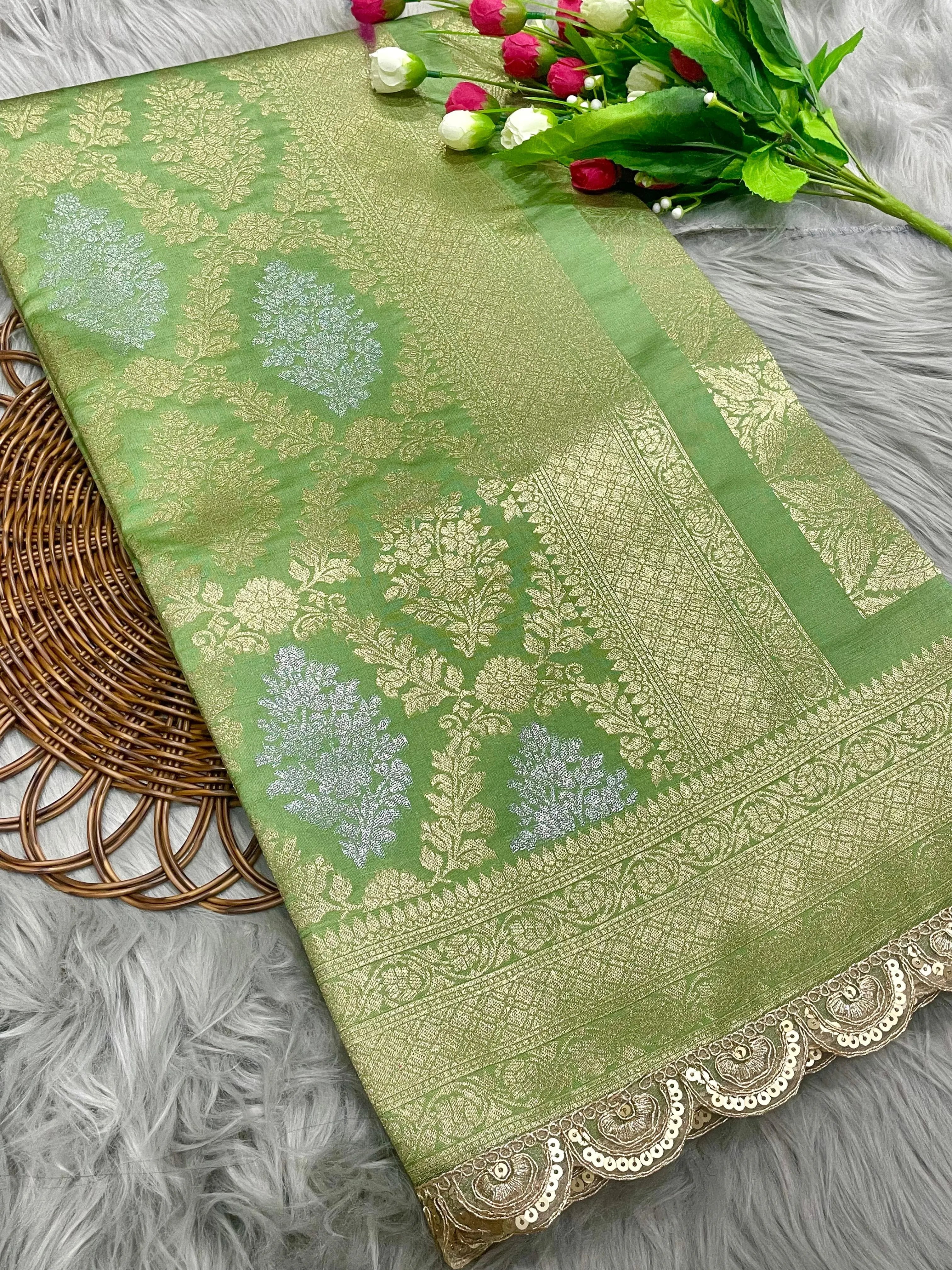 Neeta Ambani Inspired Banarasi Katan SIlk Lace Saree