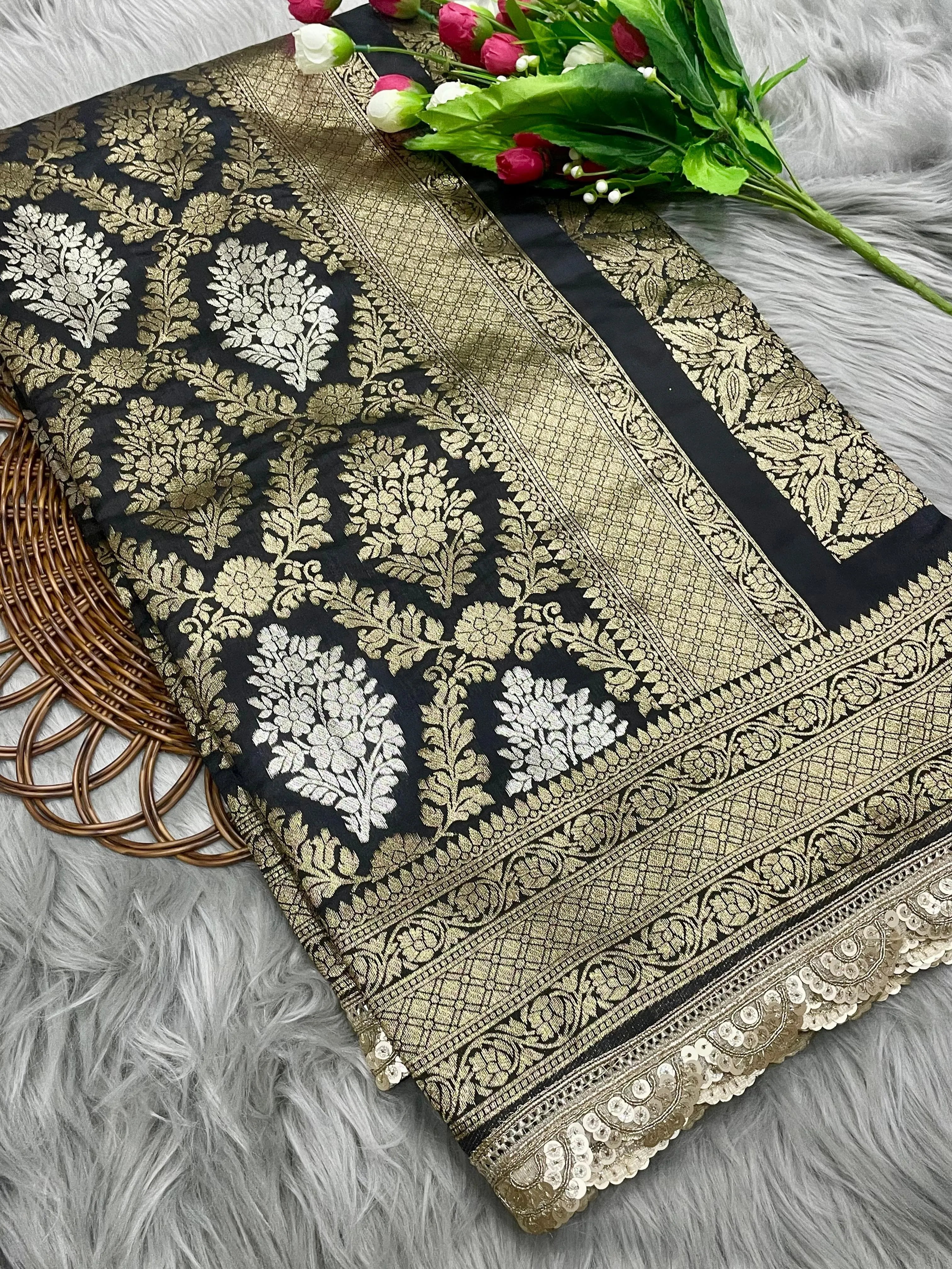 Neeta Ambani Inspired Banarasi Katan SIlk Lace Saree