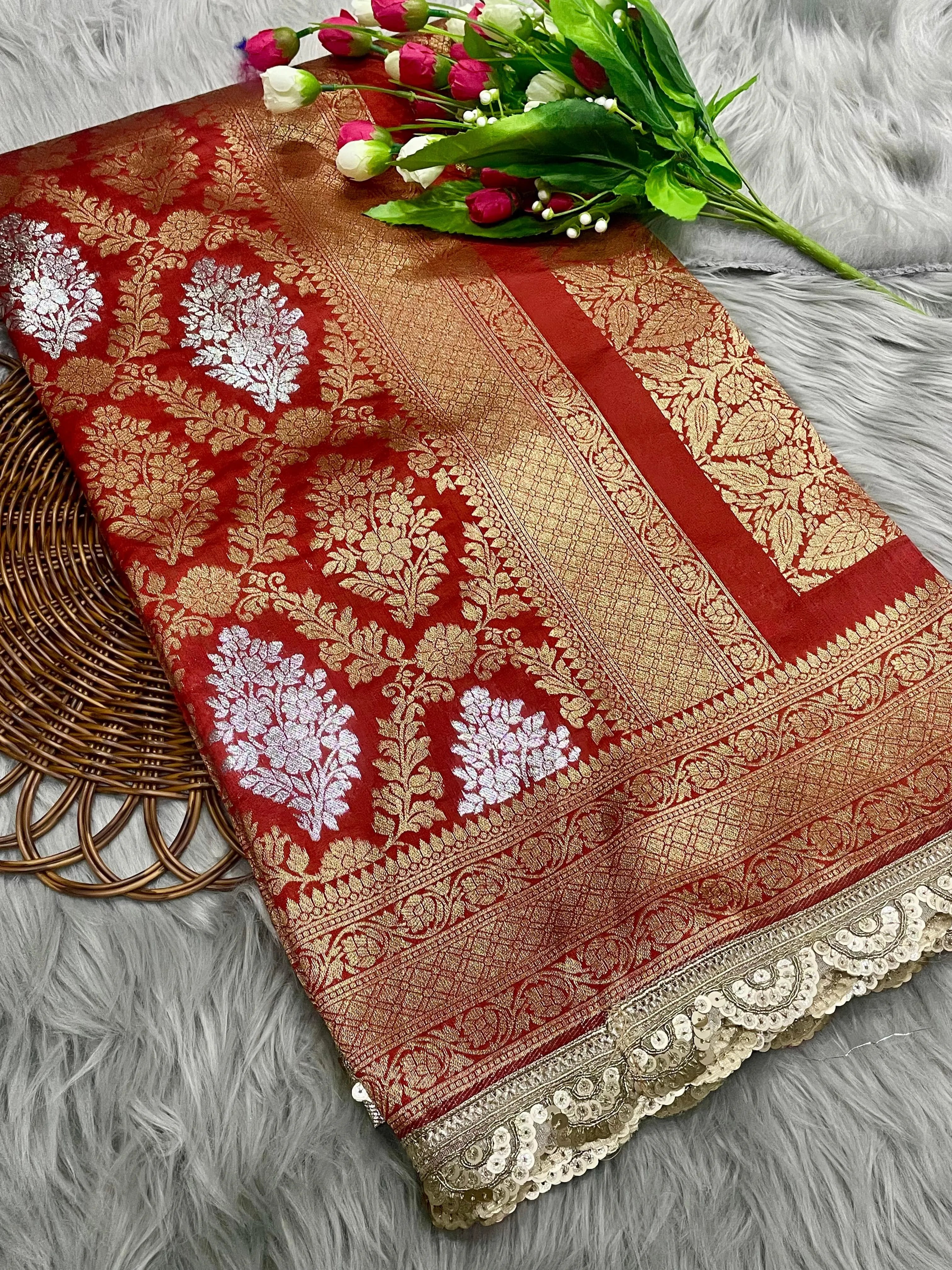 Neeta Ambani Inspired Banarasi Katan SIlk Lace Saree