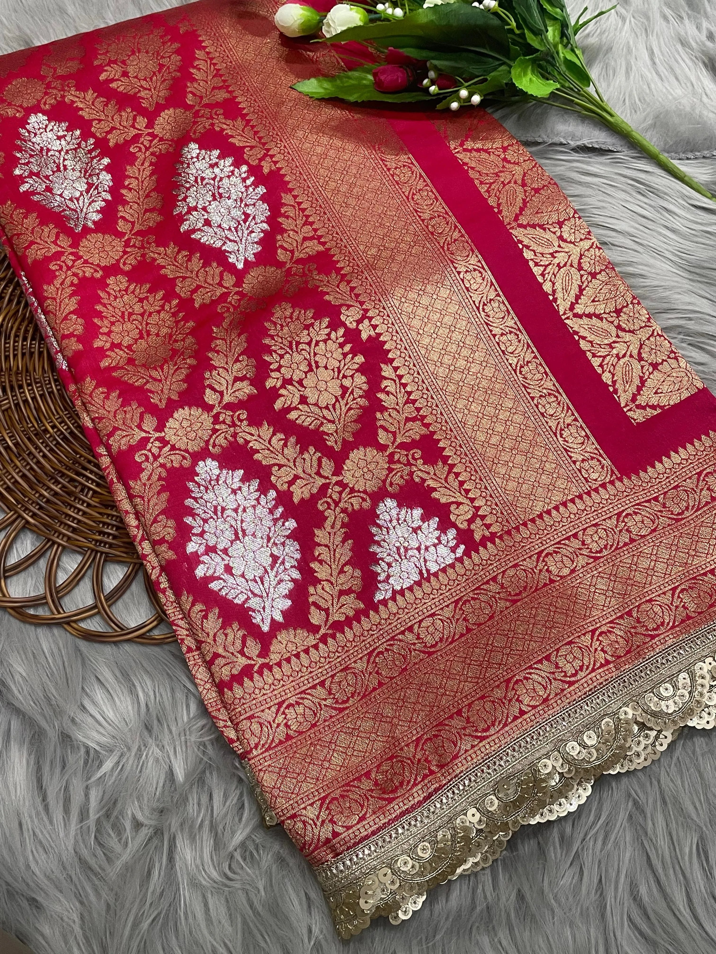 Neeta Ambani Inspired Banarasi Katan SIlk Lace Saree