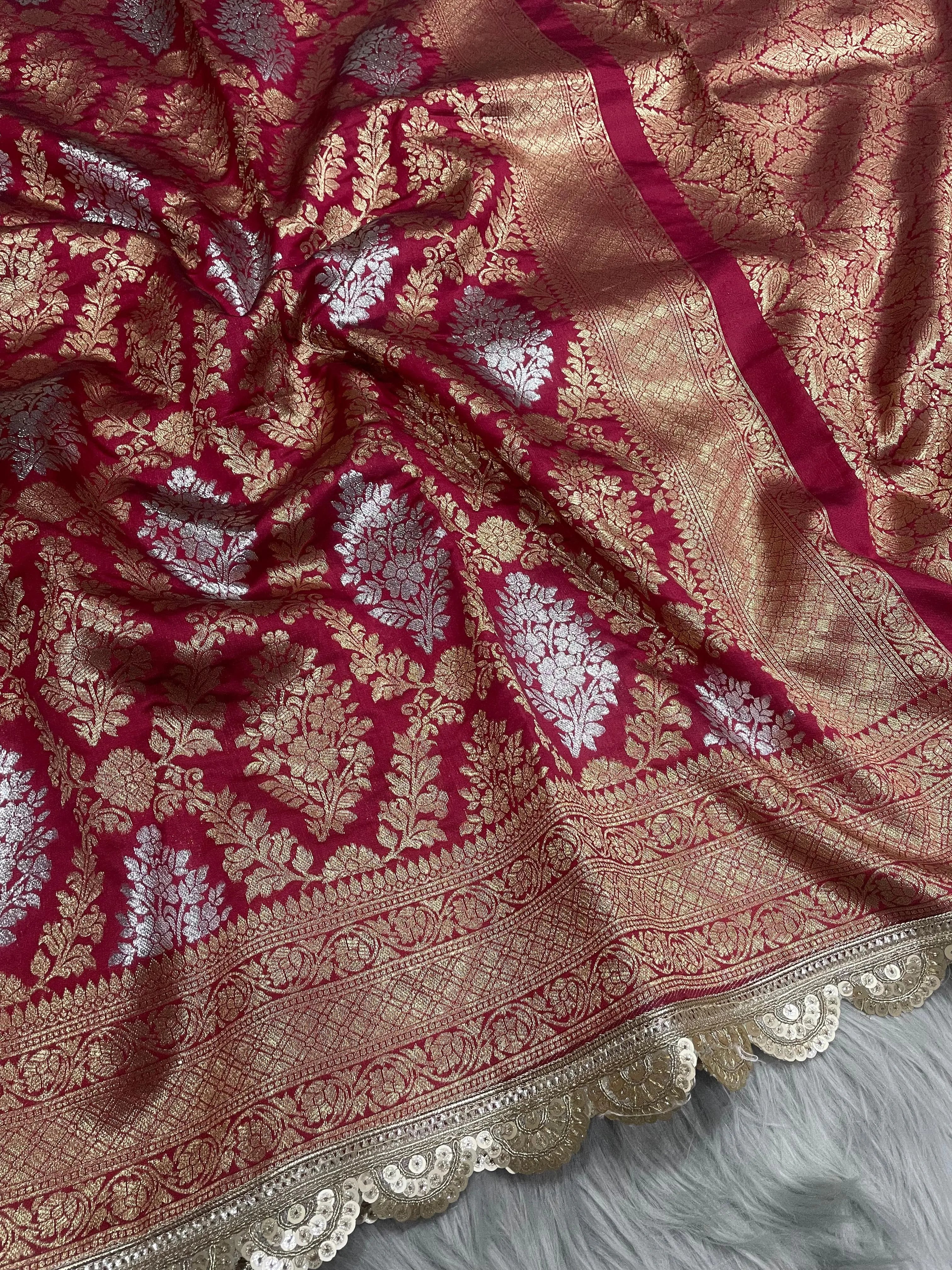 Neeta Ambani Inspired Banarasi Katan SIlk Lace Saree