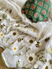 Space Silk Honeybee Embroidery Work Saree
