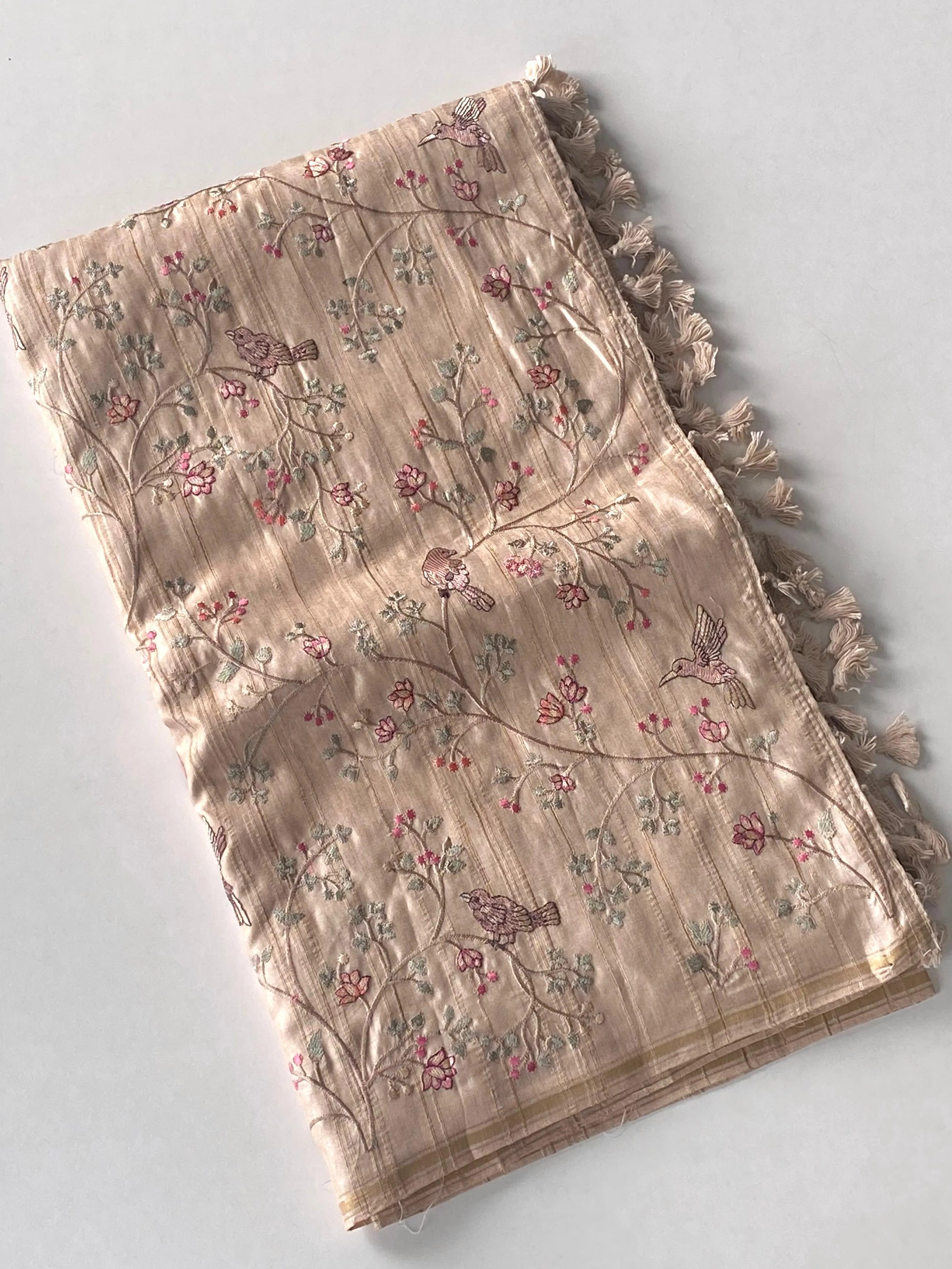 Tussar Designer Embroidery Saree