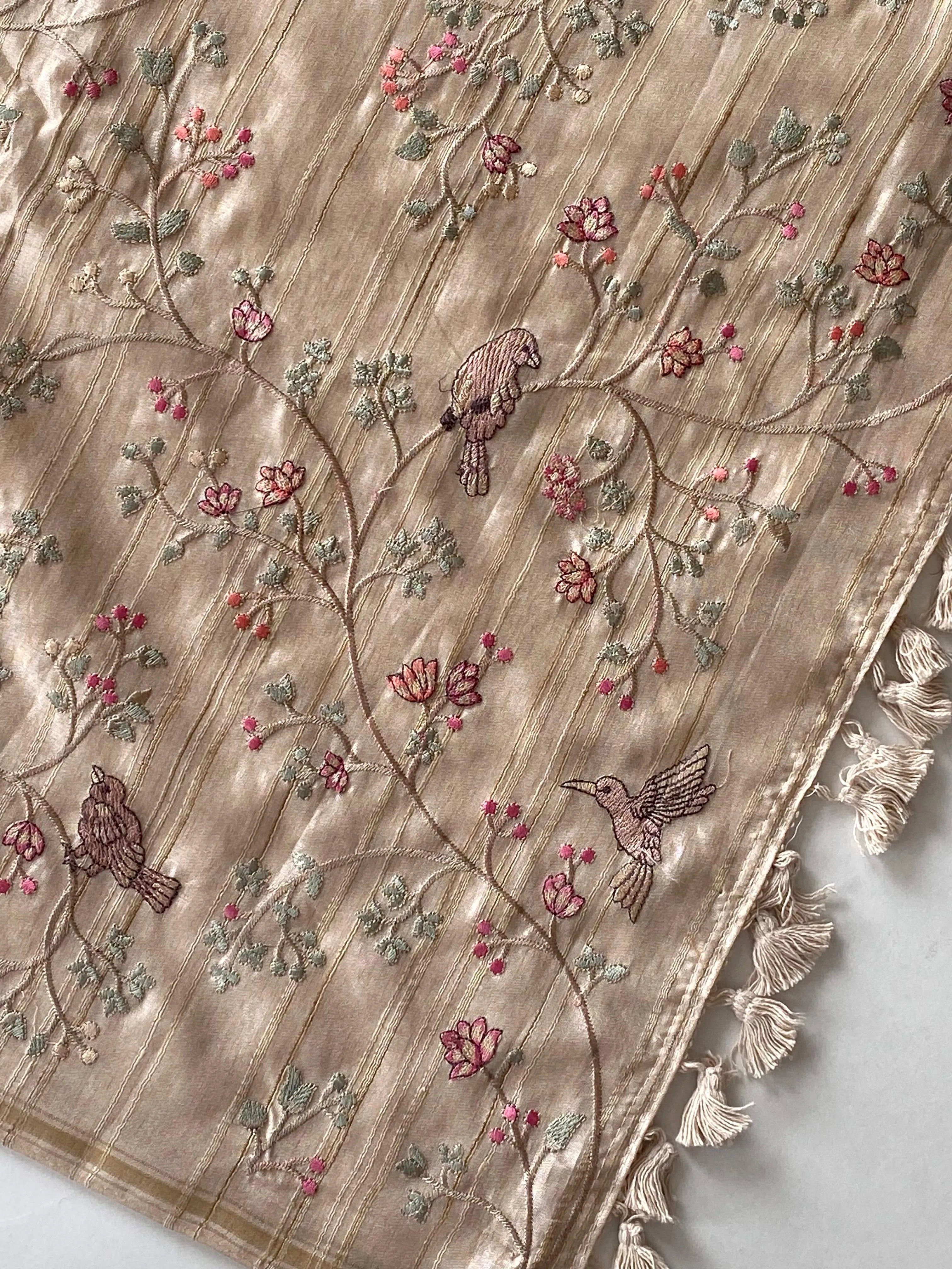 Tussar Designer Embroidery Saree