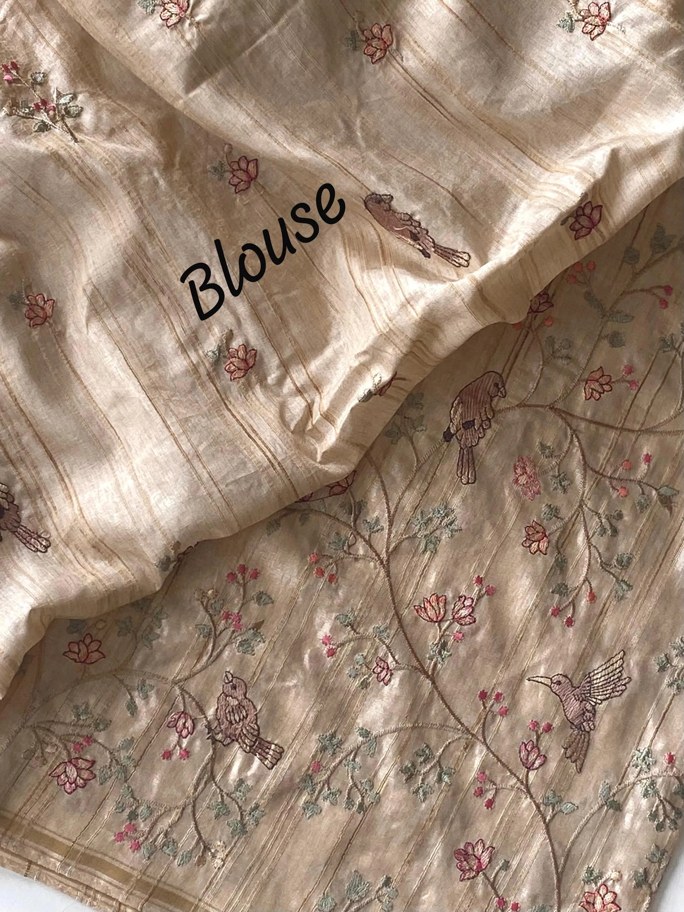 Tussar Designer Embroidery Saree