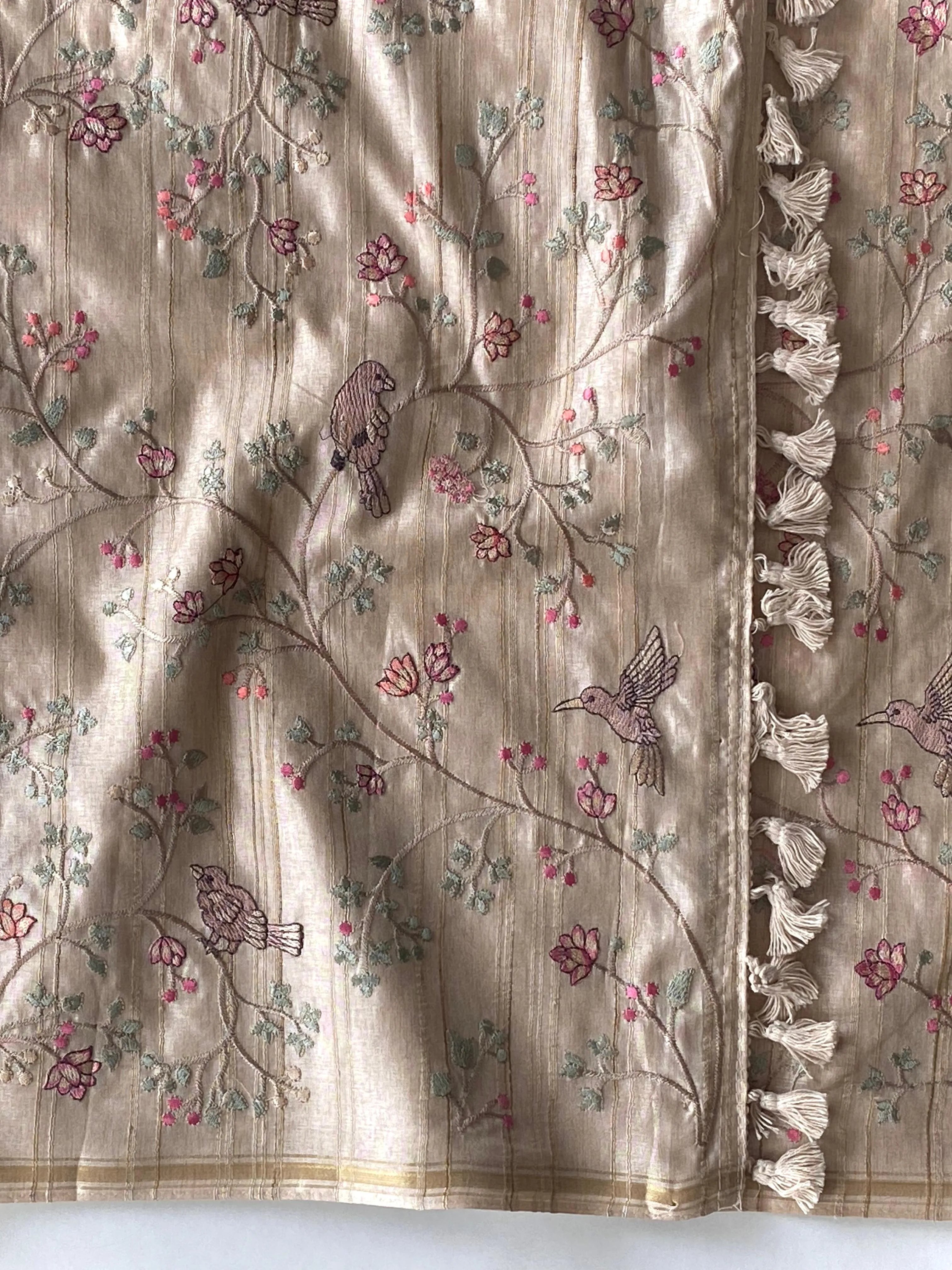 Tussar Designer Embroidery Saree