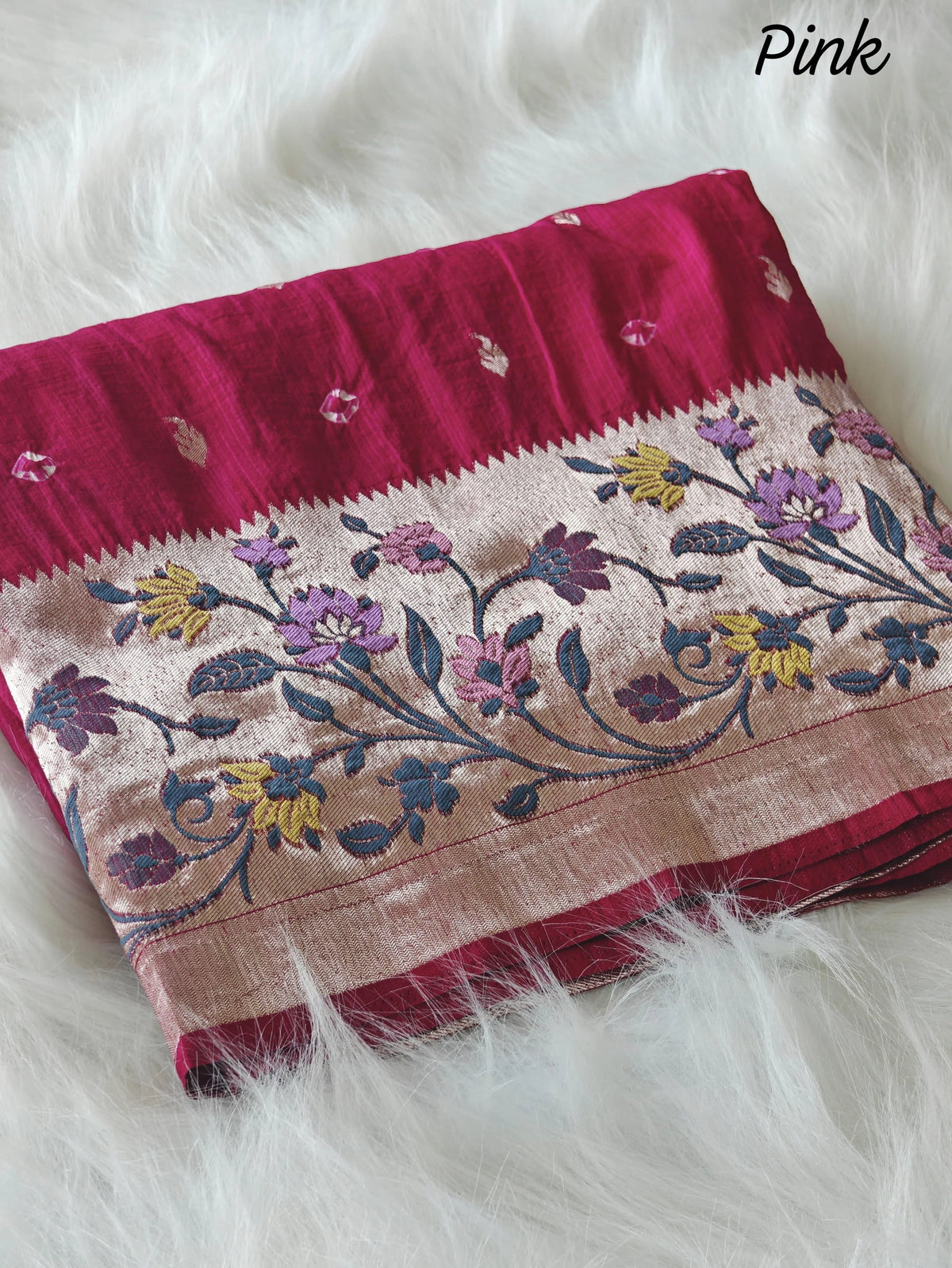 Viscose Raw Silk Bandhej Printed Paithani Saree